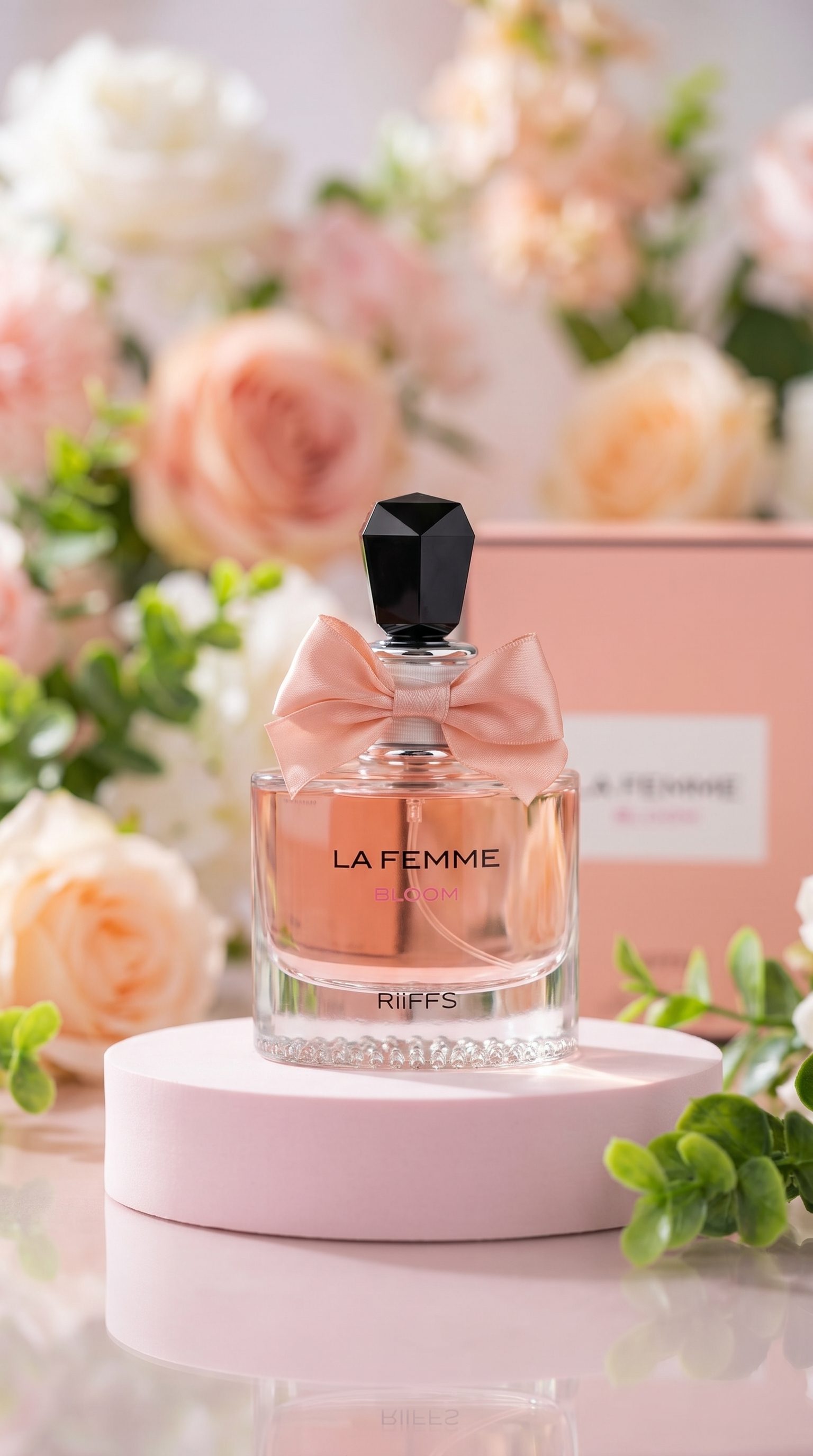 On-model luxury perfume scene generated with Fotogenic AI