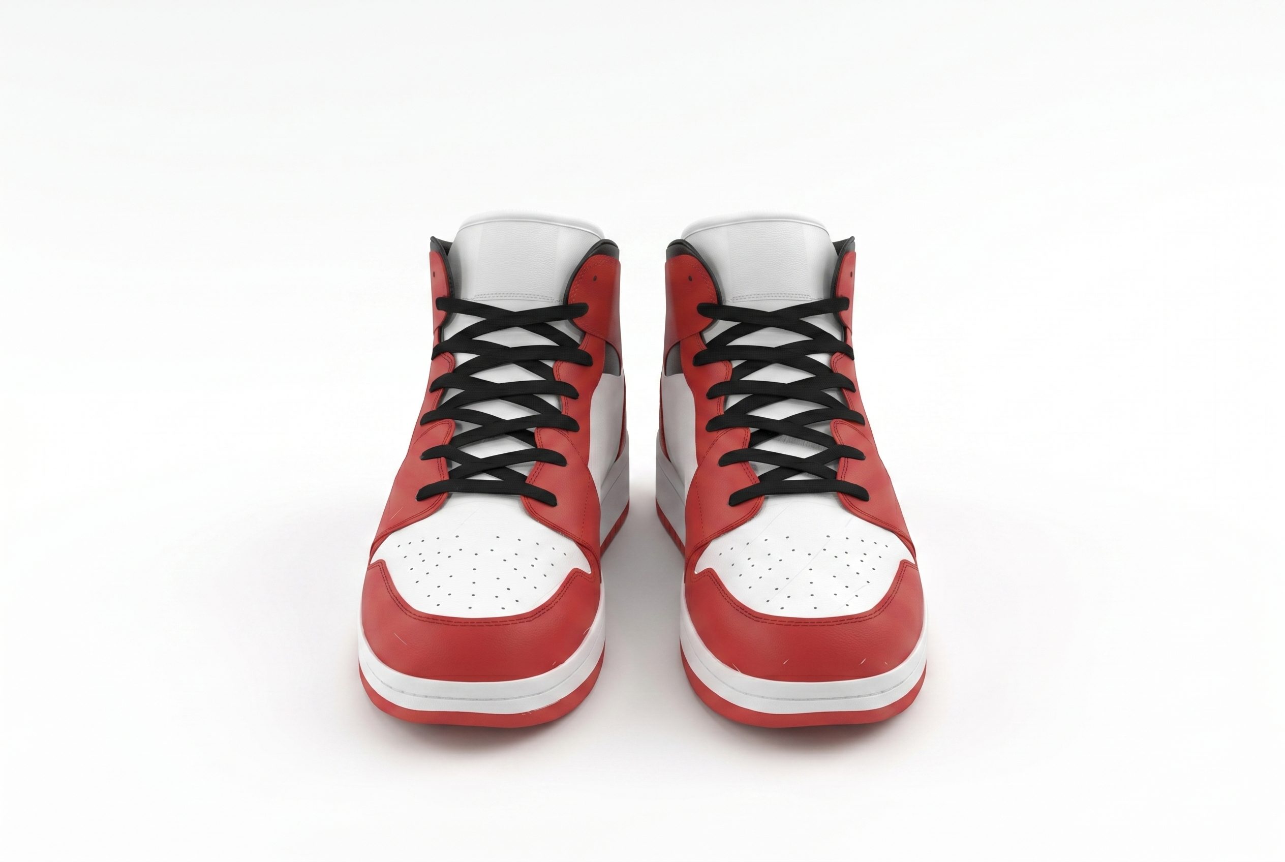 Footwear channel red high top side view image for white background product photos
