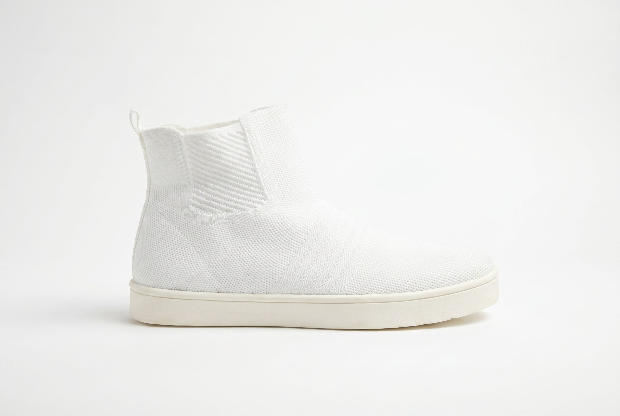 Footwear social white knit boot image for white background product photos