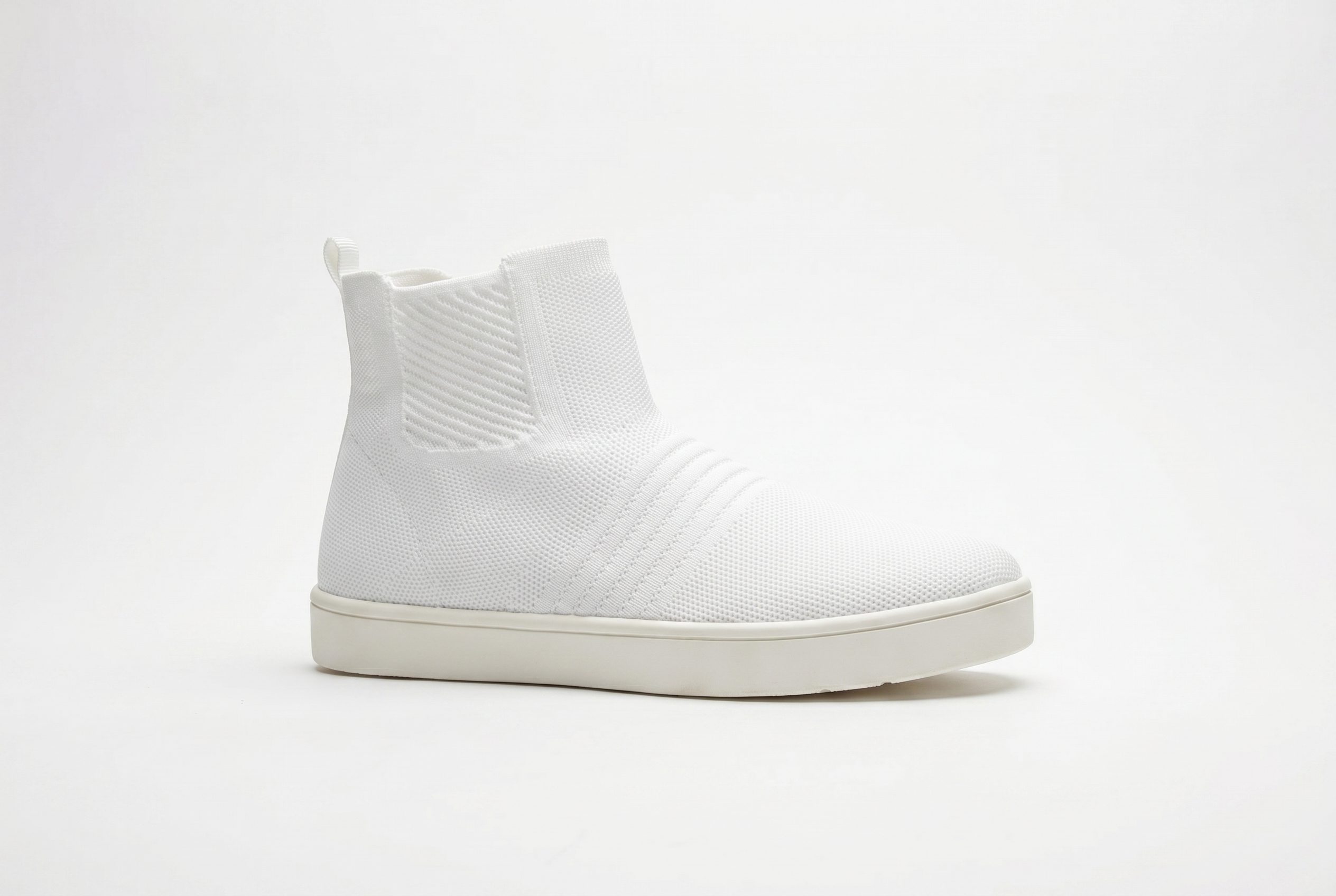 Footwear related white knit boot image for white background product photos