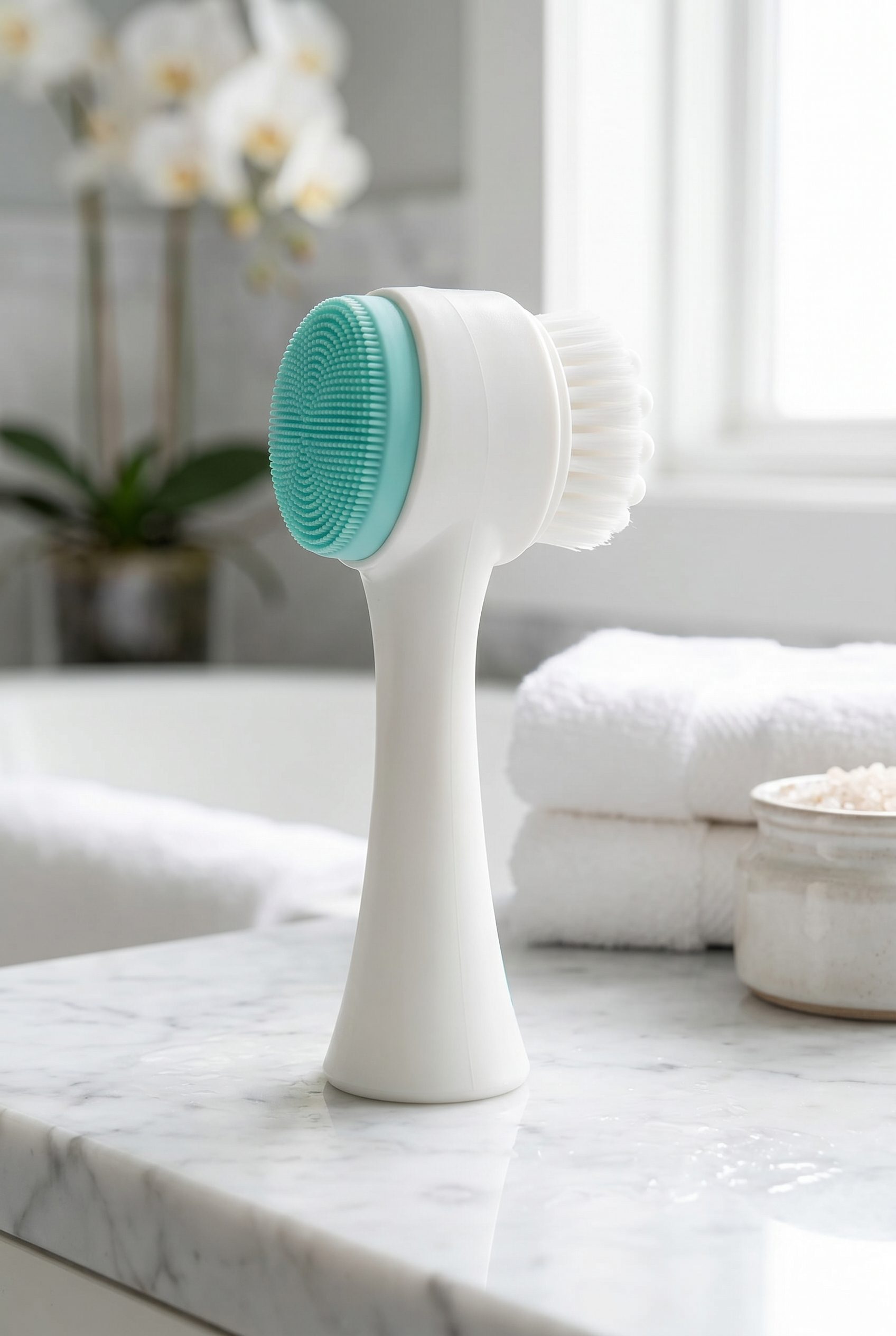 WordPress store visual showing dual cleansing brush for beauty and skincare products