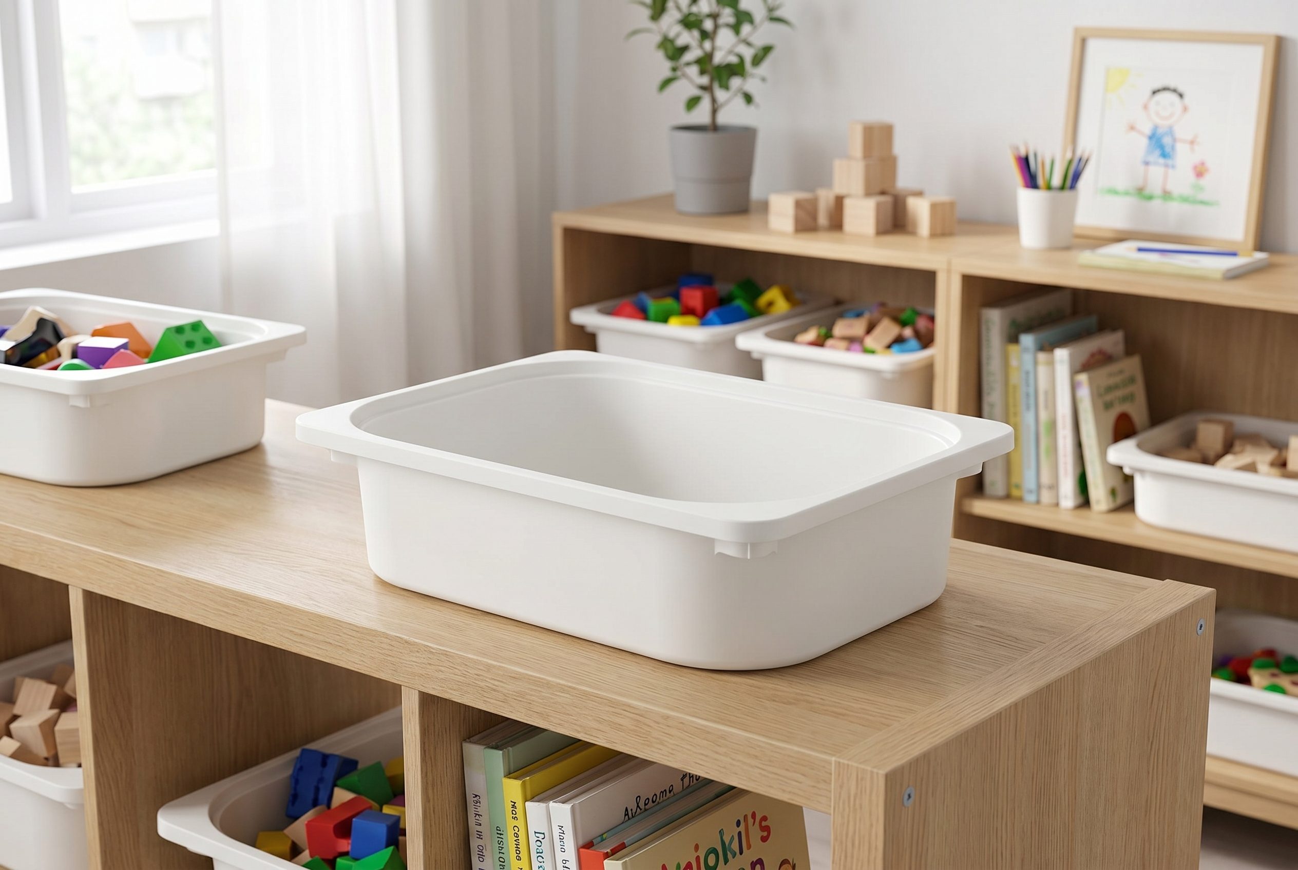 WordPress store visual showing hero white storage box for home goods and decor products