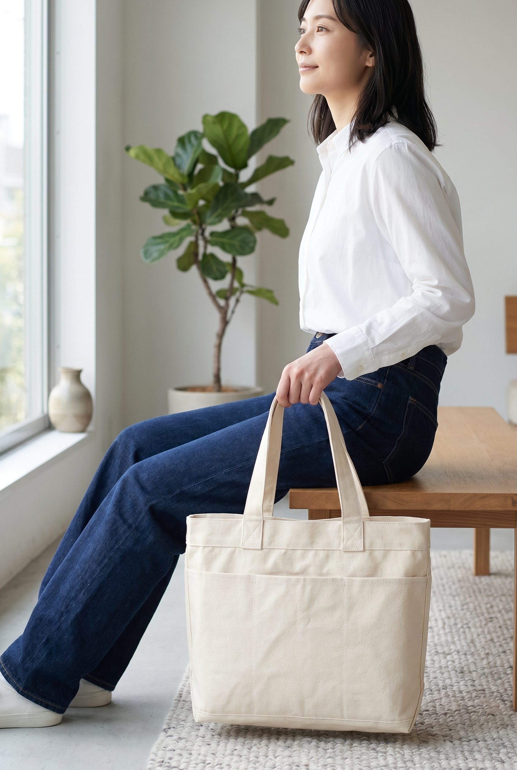 Google Shopping feed visual showing canvas wide tote for accessory, footwear, jewelry, and bag products