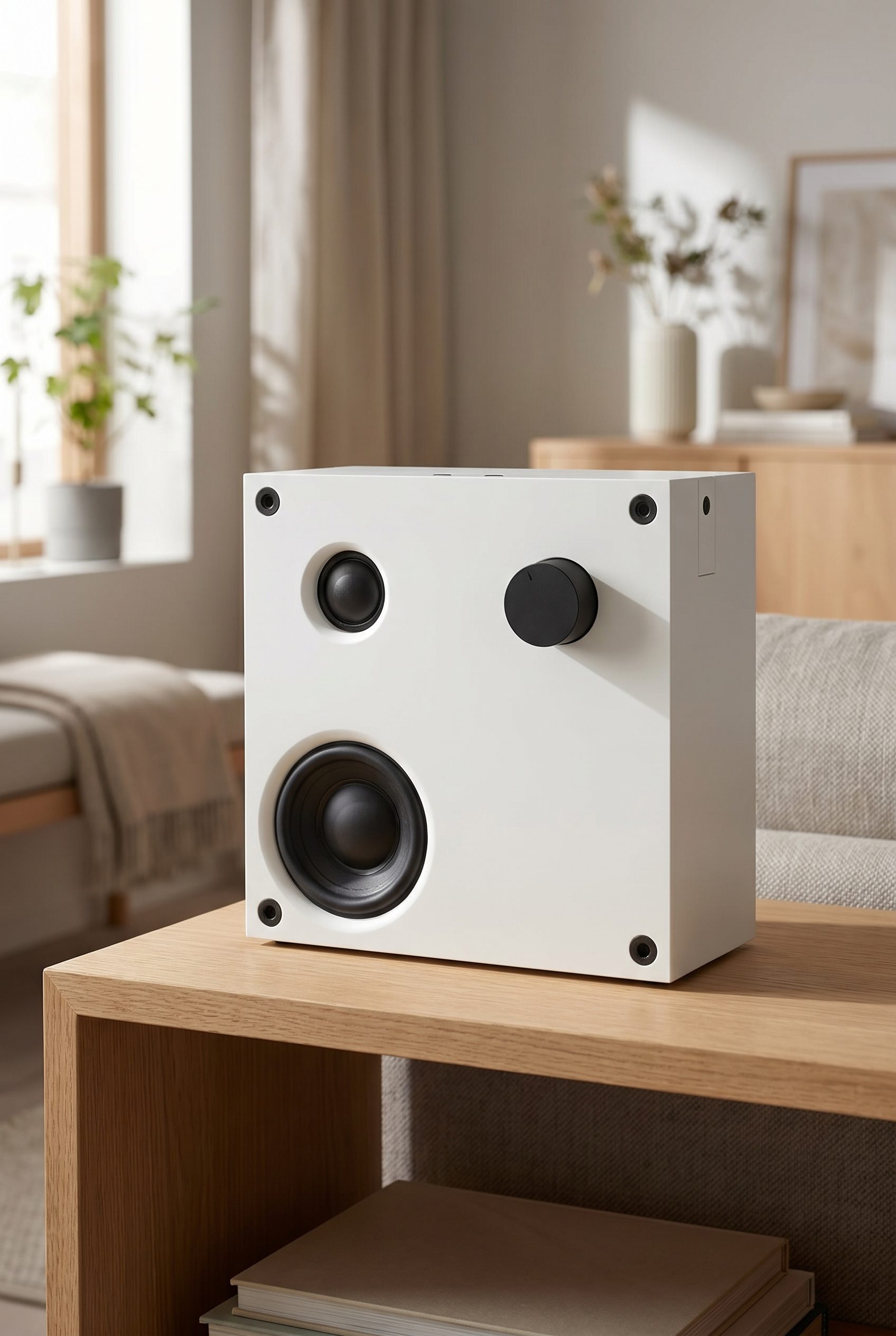 Amazon product photography example showing a white home audio speaker product image