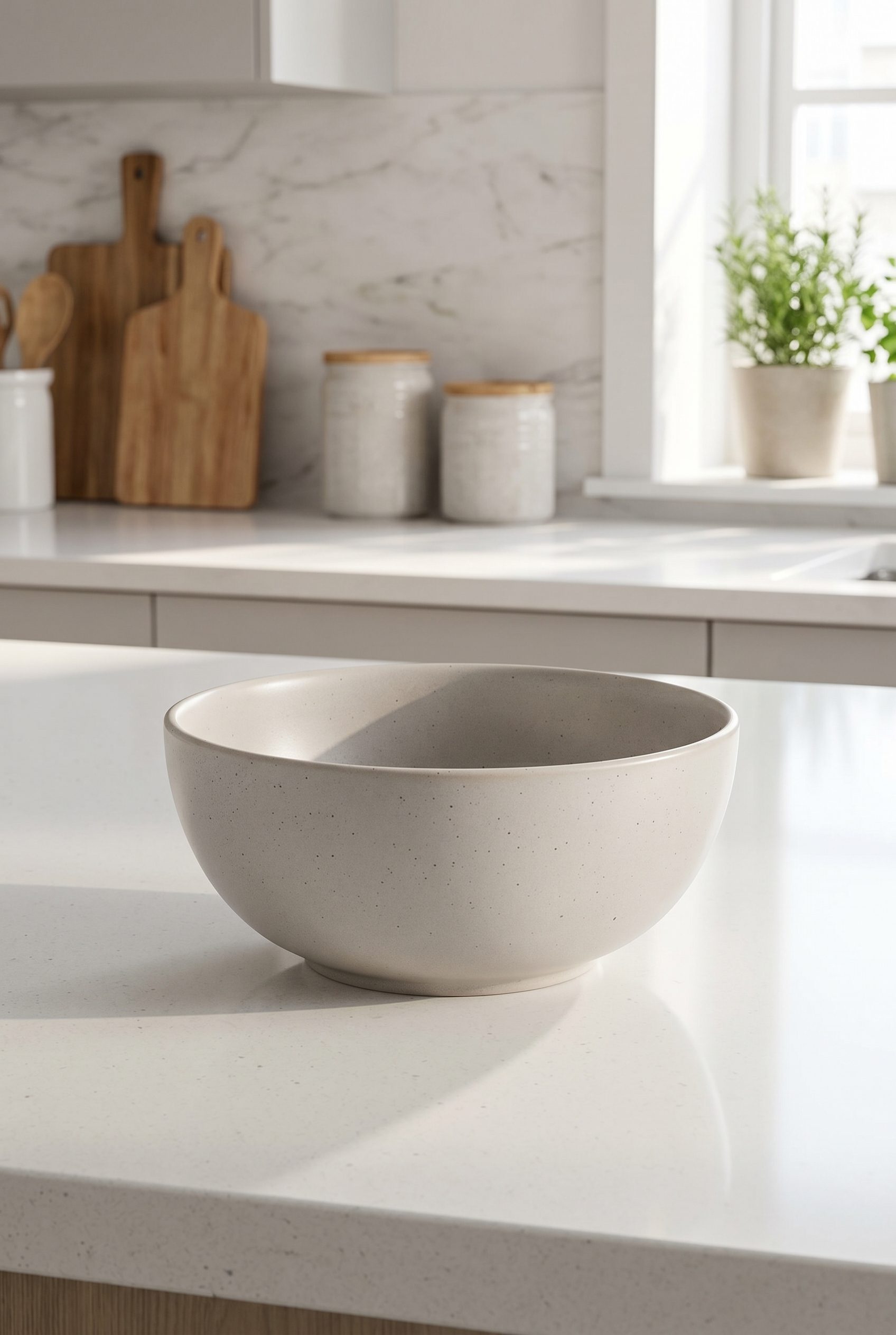 Google Shopping feed visual showing speckled ceramic salad bowl for food and beverage products