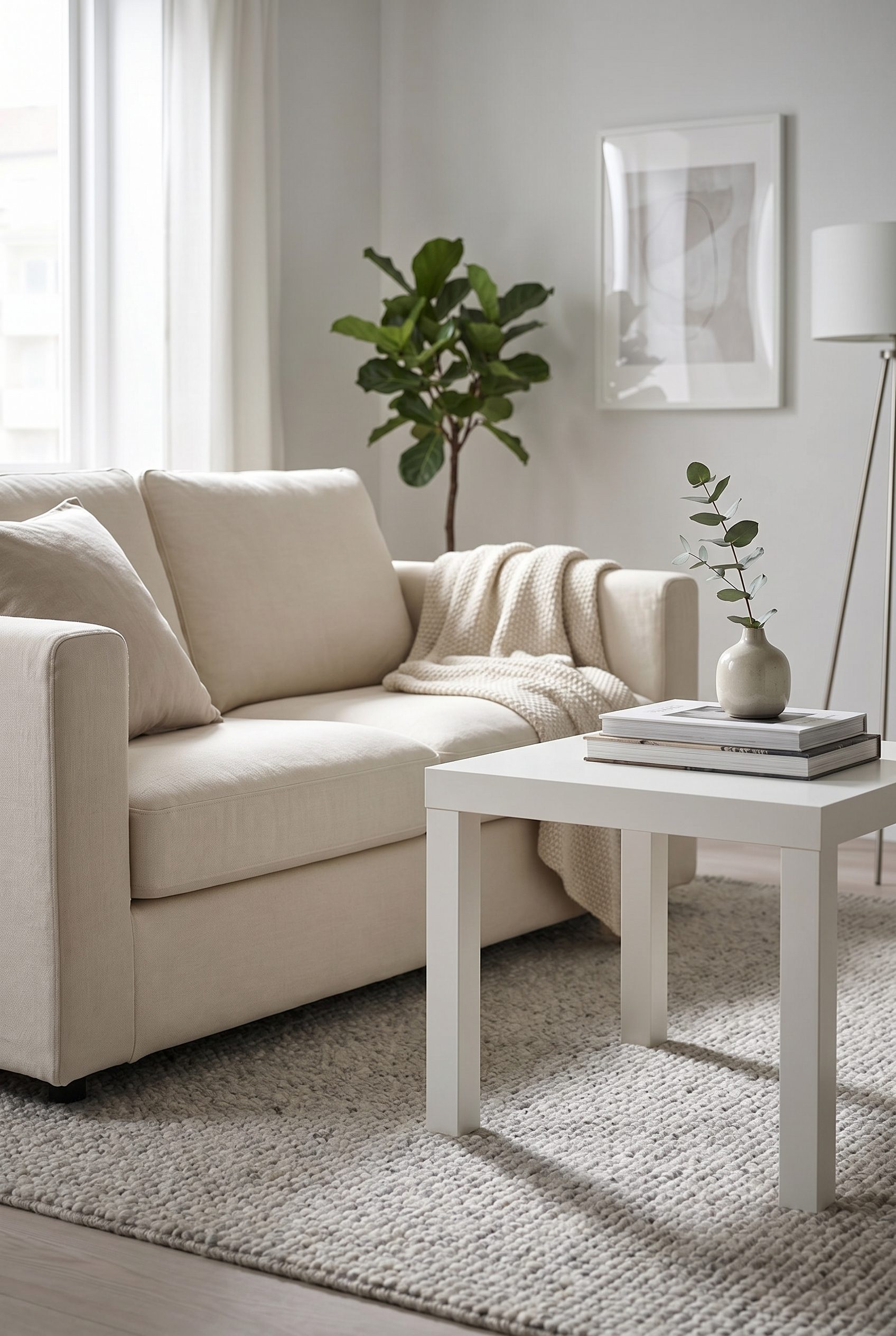 Shopify product visual showing white side table for home goods and decor products