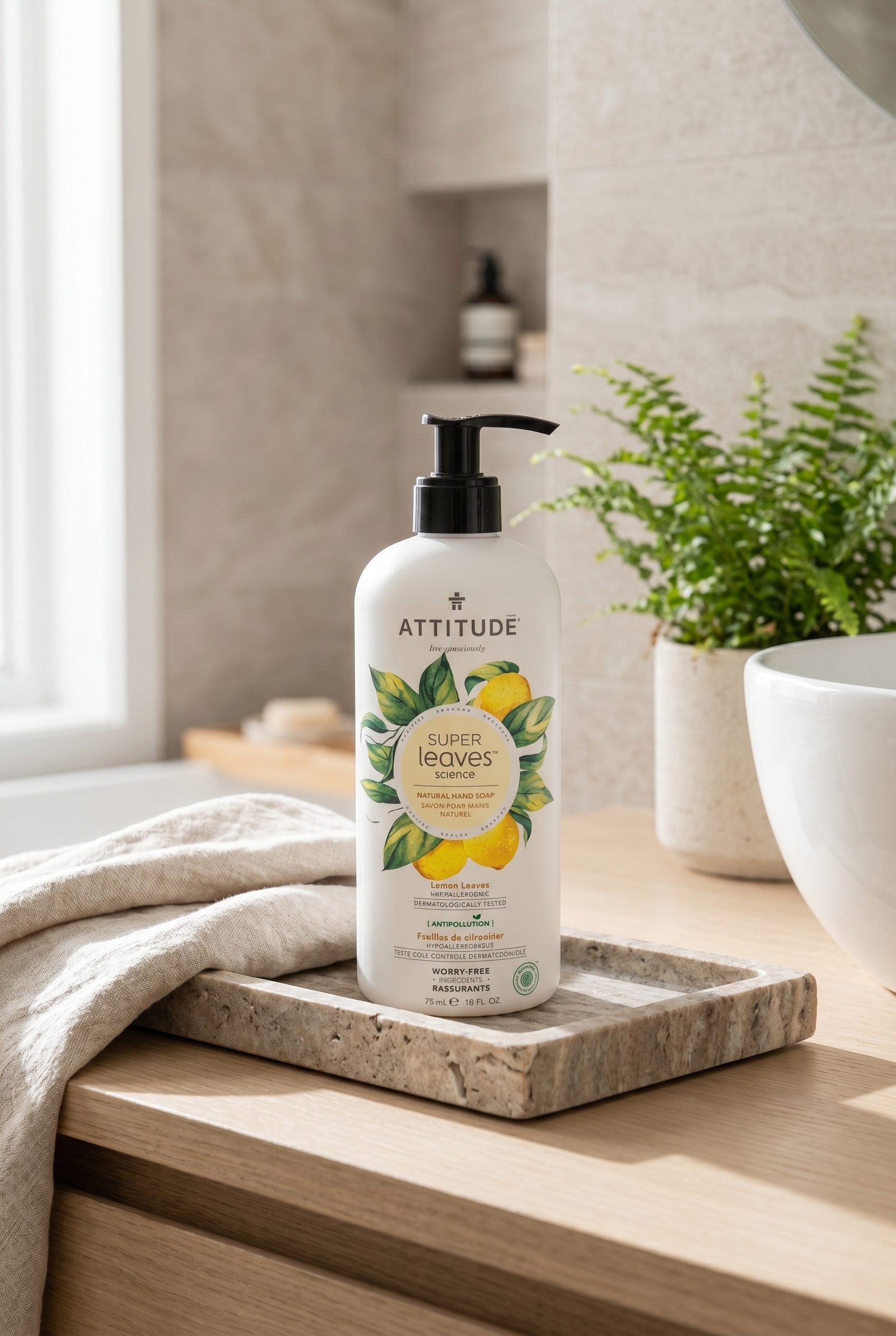 Fotogenic AI hand soap spa lifestyle output from the same original input