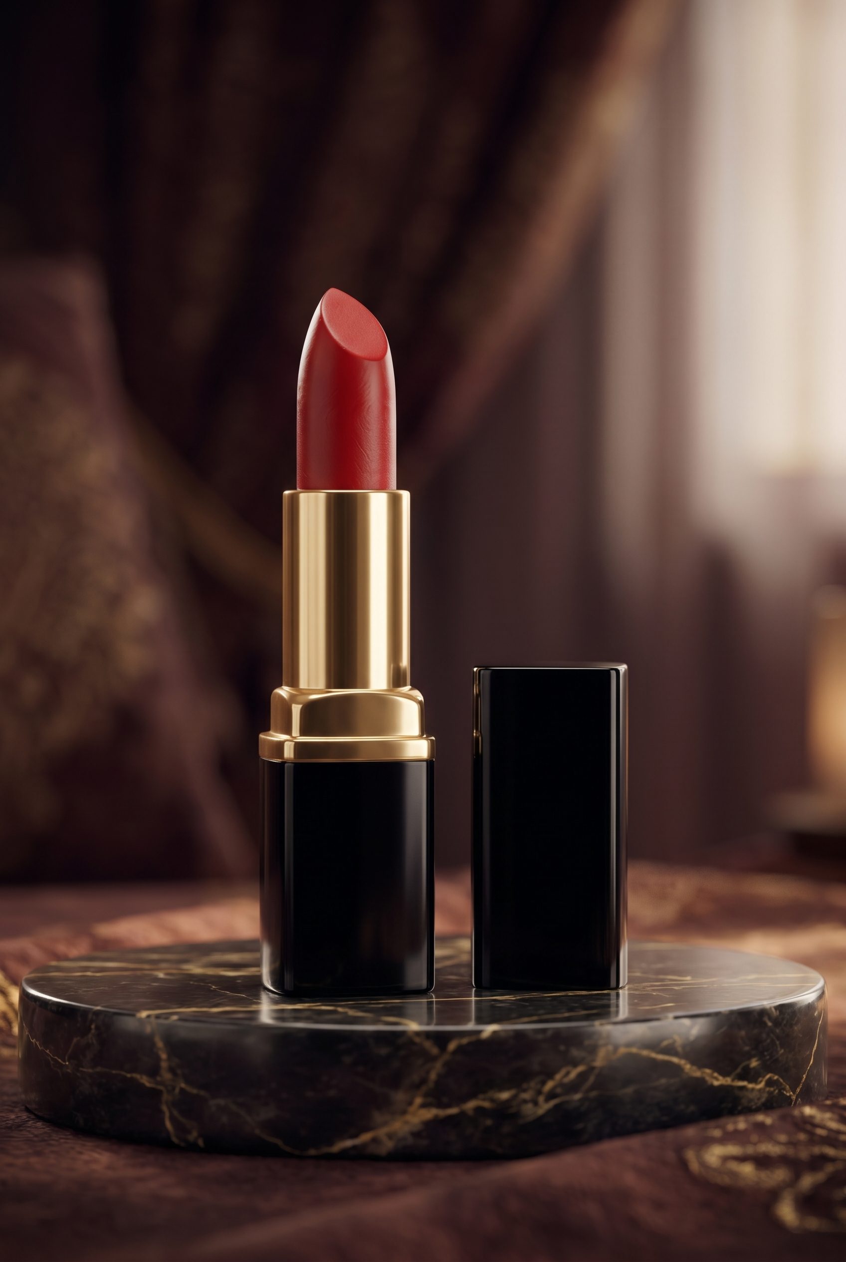 Fotogenic AI examples beauty red lipstick fotogenic ai output for ai product image generator landing page