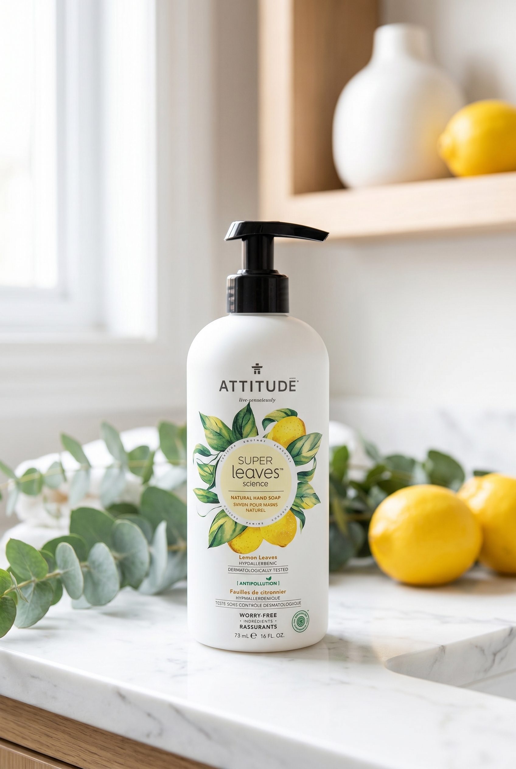 Fotogenic AI examples beauty attitude super leaves hand soap fotogenic ai output for ai product image generator landing page
