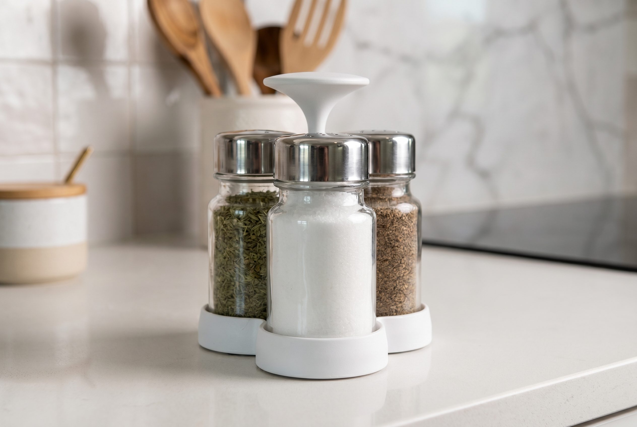 Bulk product image generation example with a matching kitchen product set for catalog consistency