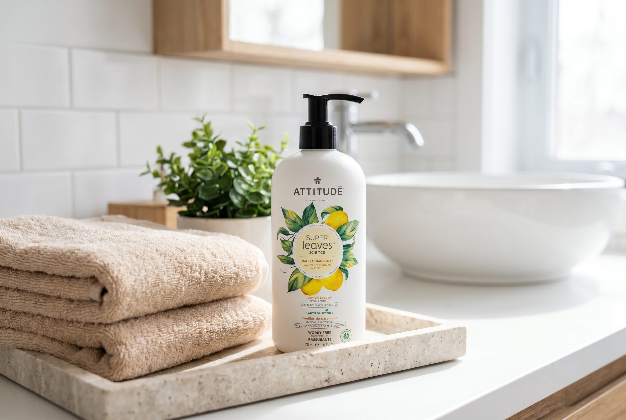 Fotogenic AI hero lifestyle hand soap product output for ai product image generator landing page
