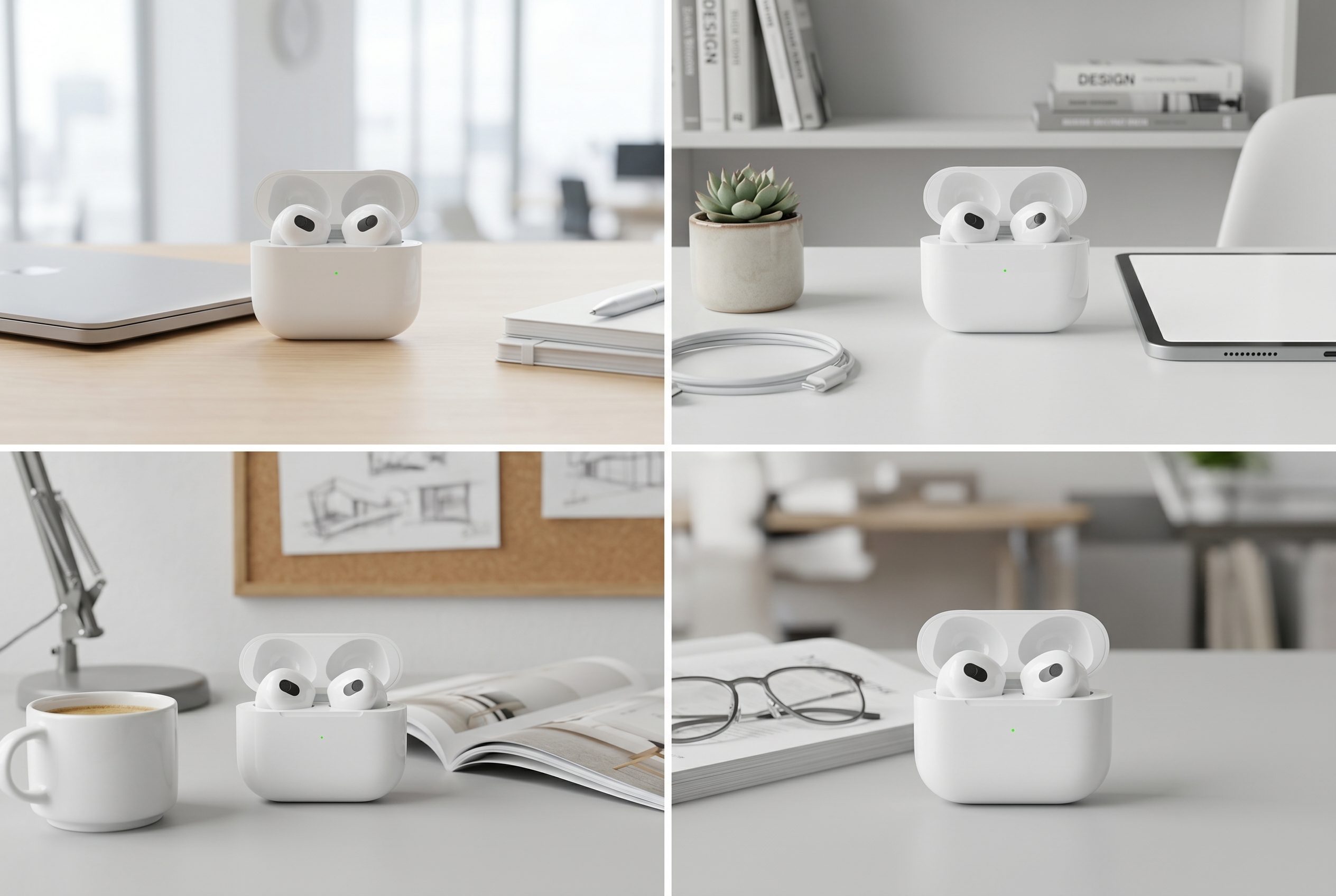 Fotogenic AI generated earbuds product variation output for ecommerce