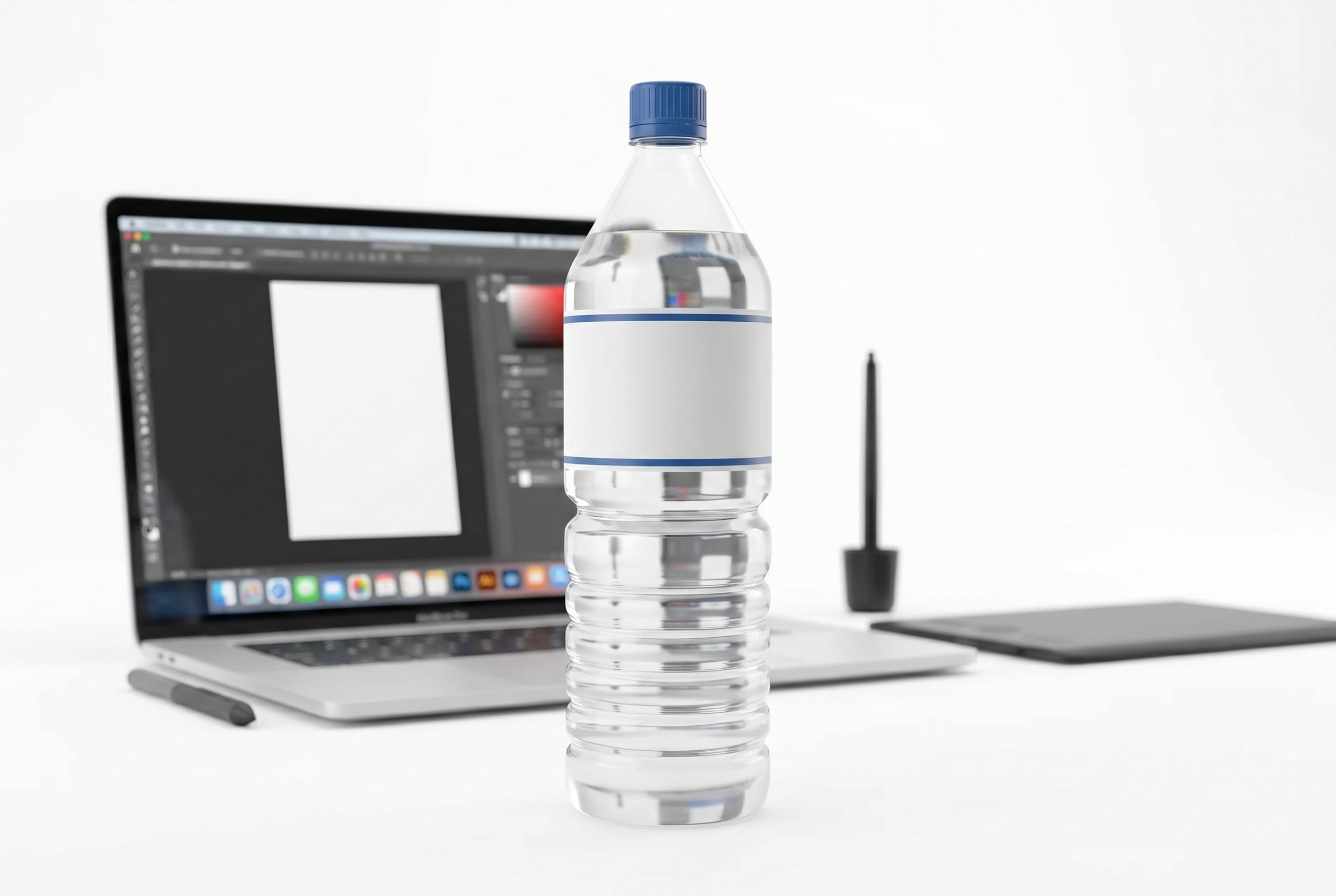 Fotogenic AI upload step water bottle product output in a clean ecommerce scene