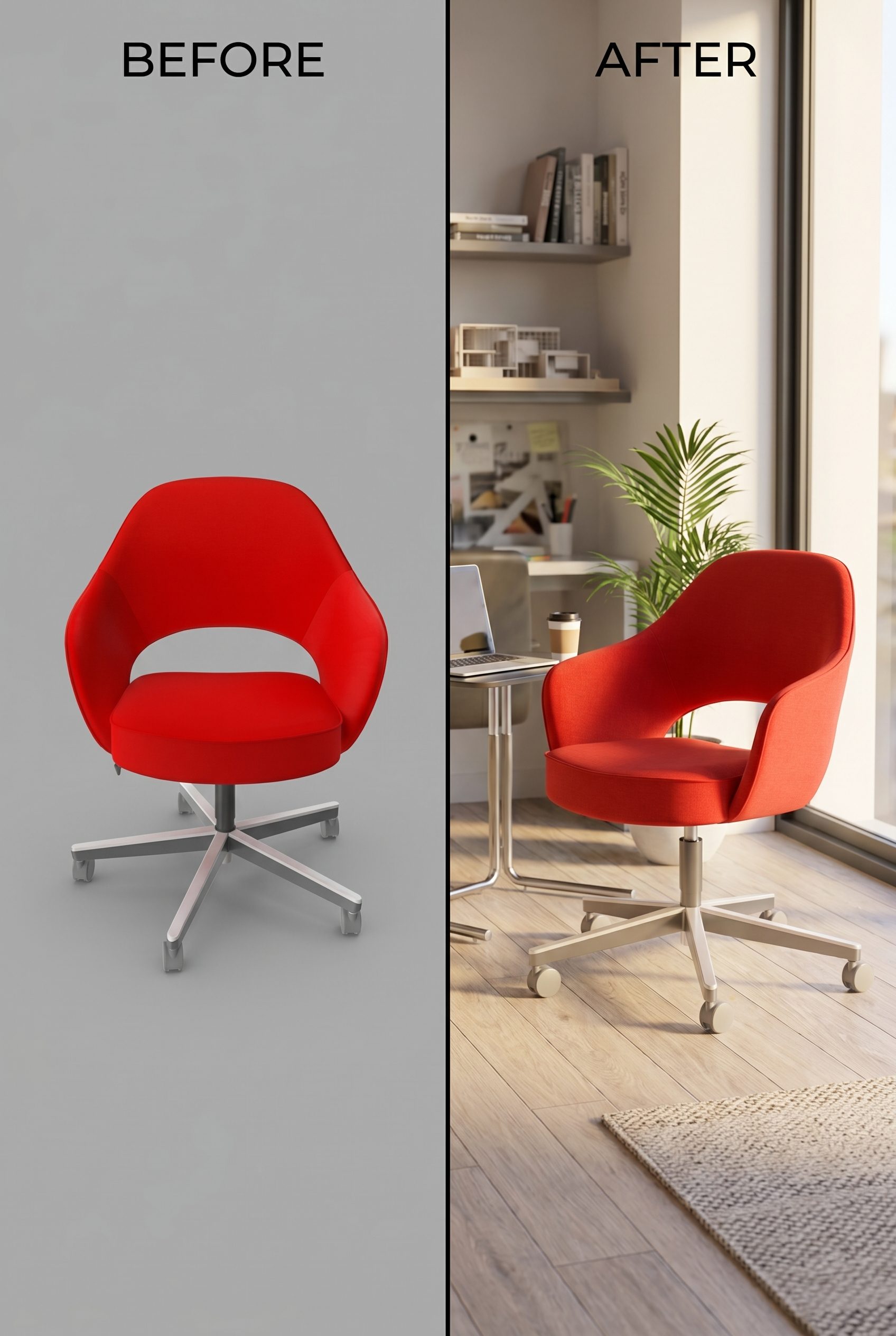 AI Product Photos for Ads Chair ad creative after image