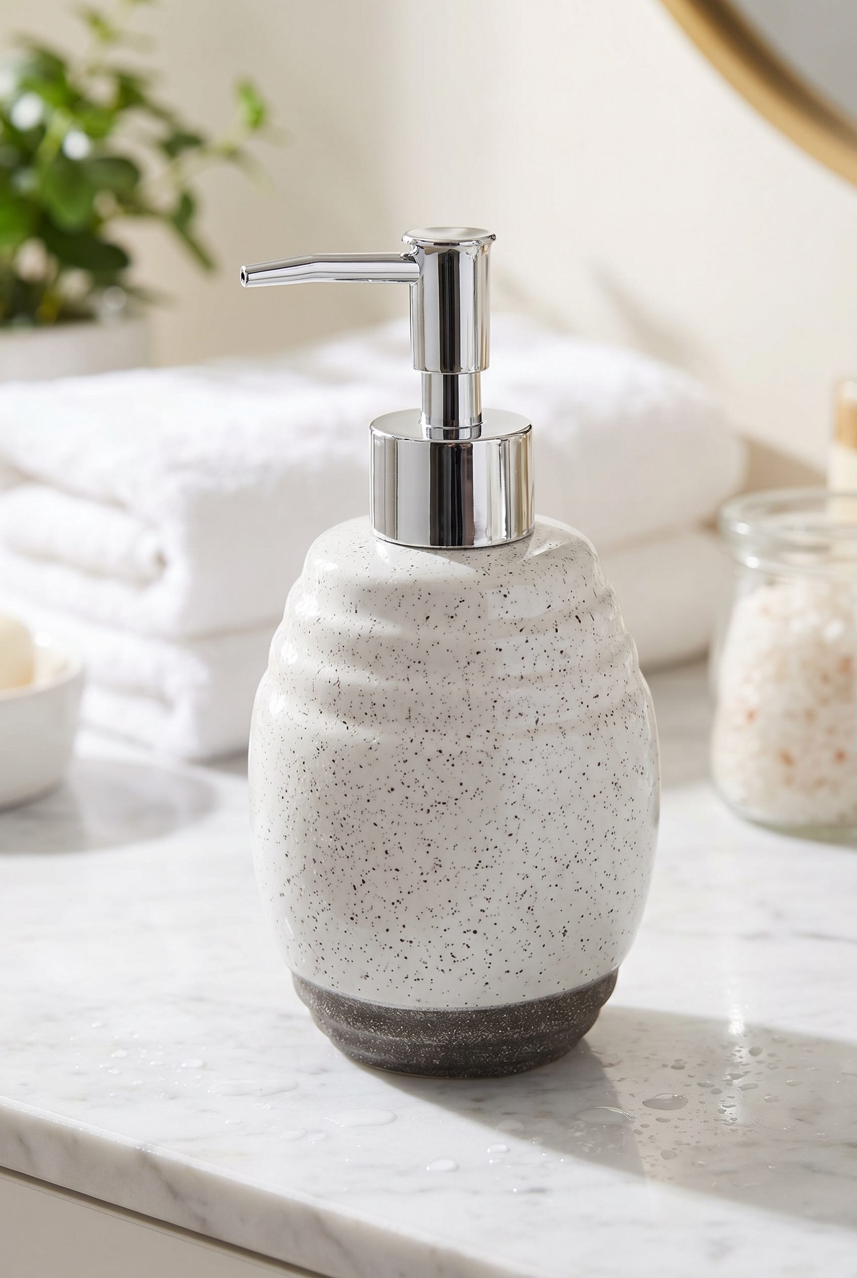 Etsy listing visual showing white ribbed soap dispenser spa for beauty and skincare products