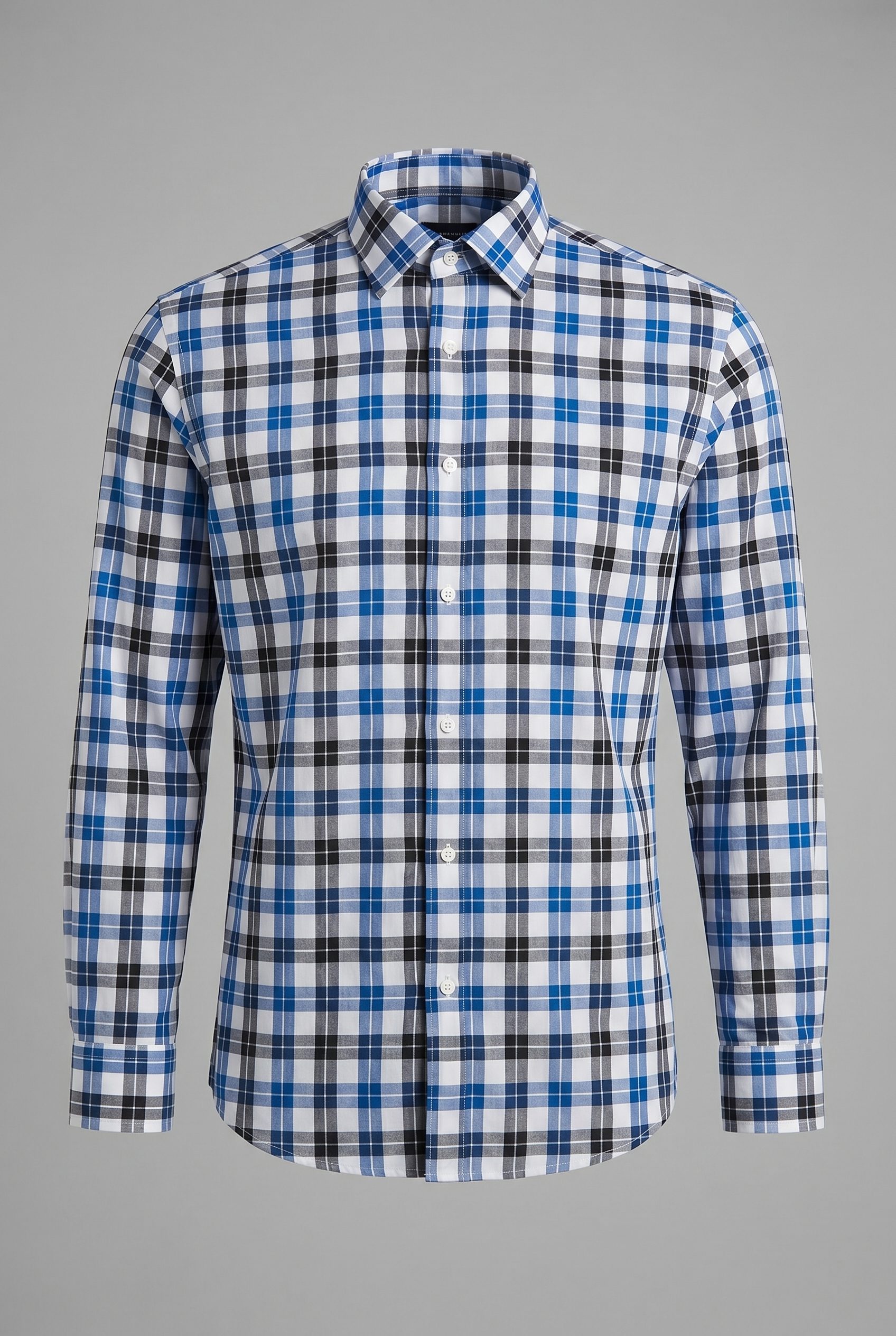 WordPress store visual showing blue check shirt for apparel and fashion products