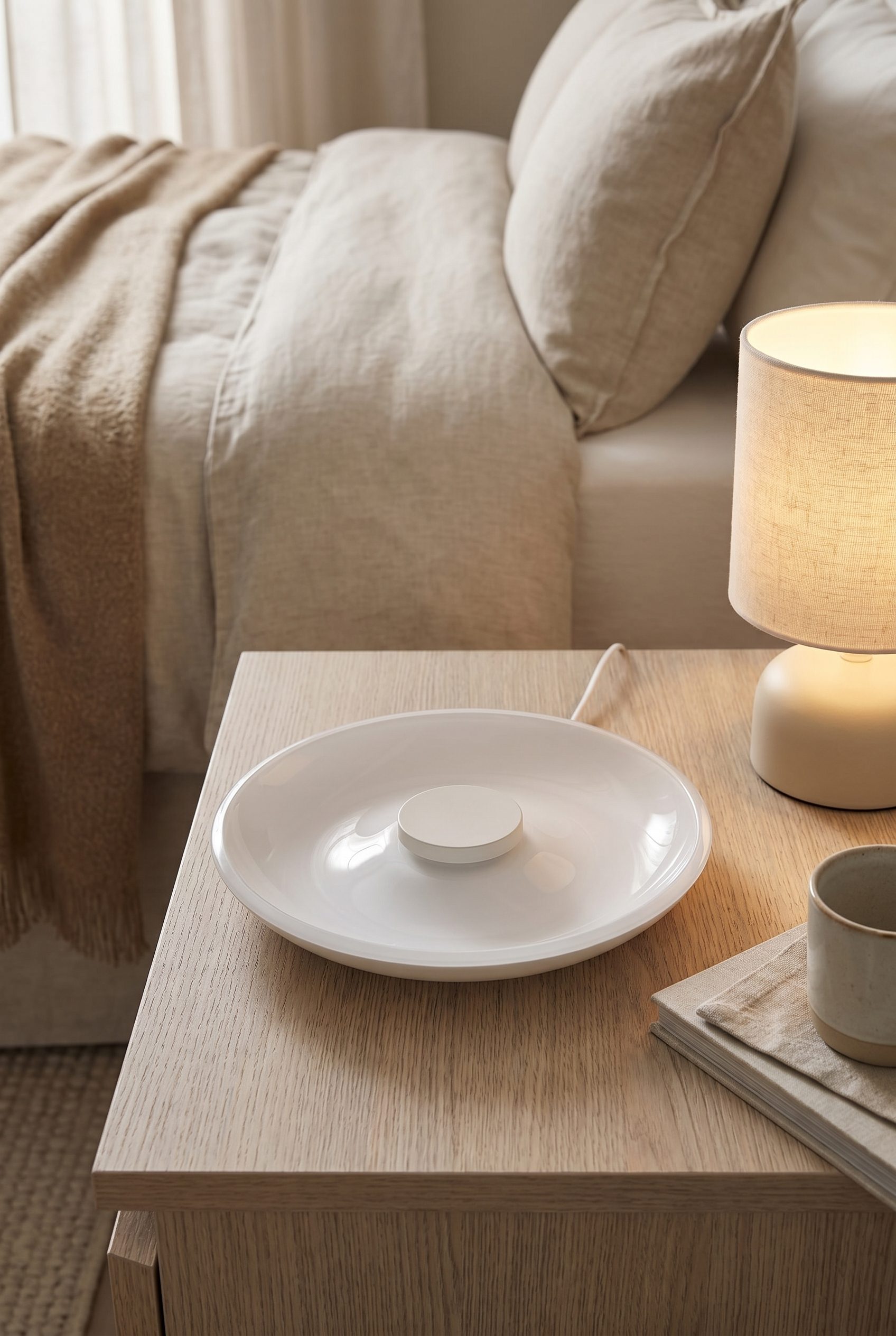 WordPress product image generator example showing a wireless charging tray and desk lamp