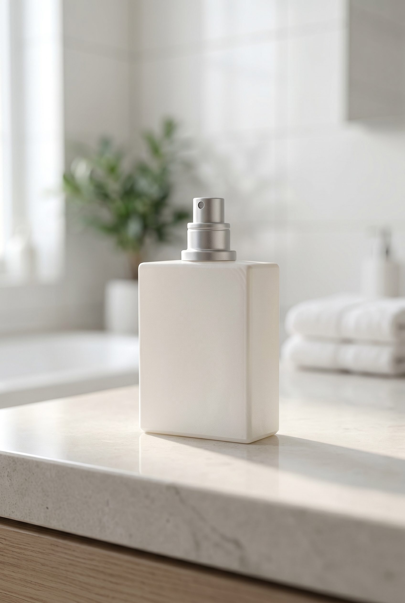 Fotogenic AI feature unbranded fragrance on brand scene library output for an AI product photo generator page