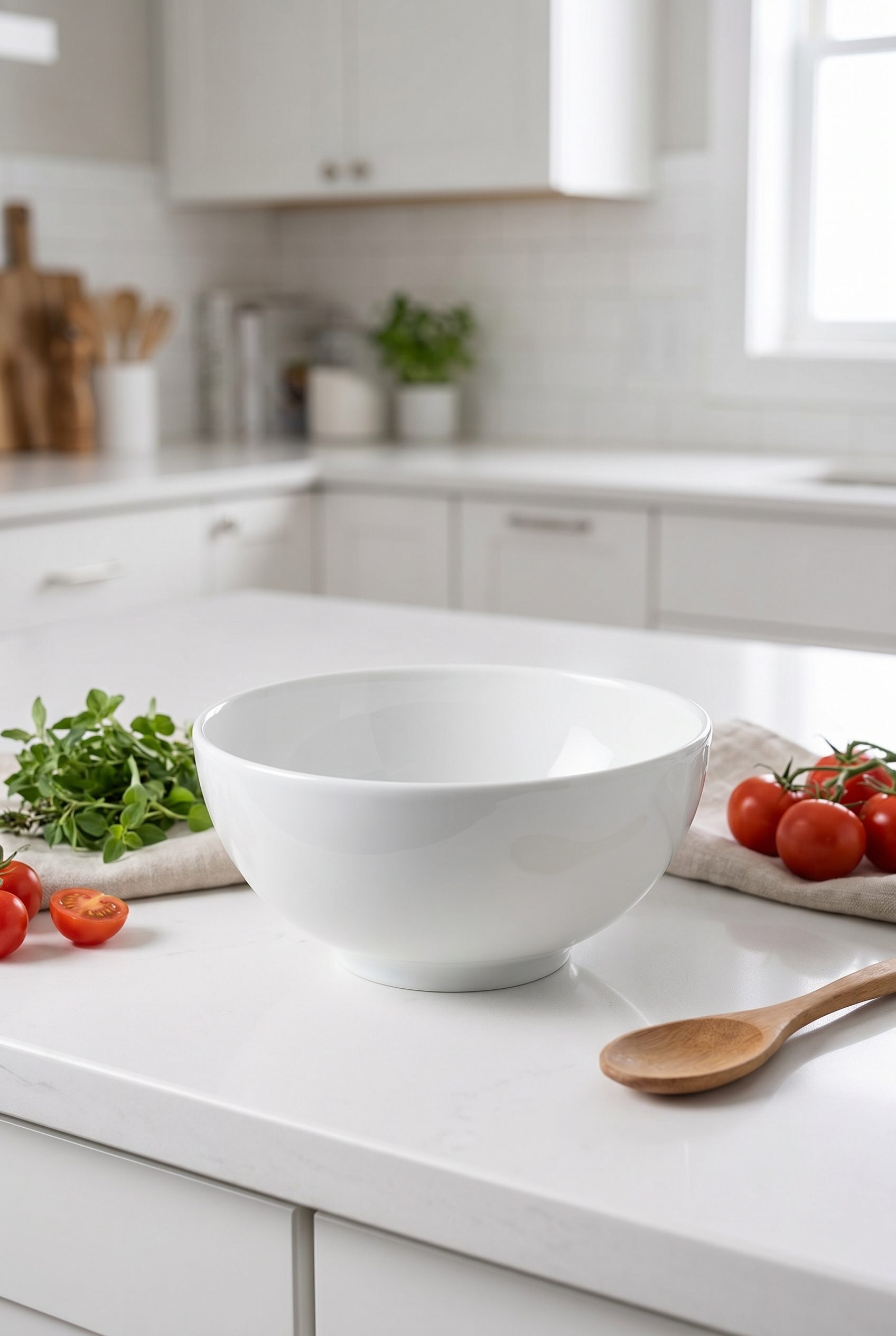 Amazon listing visual showing white porcelain bowl kitchen for food and beverage products