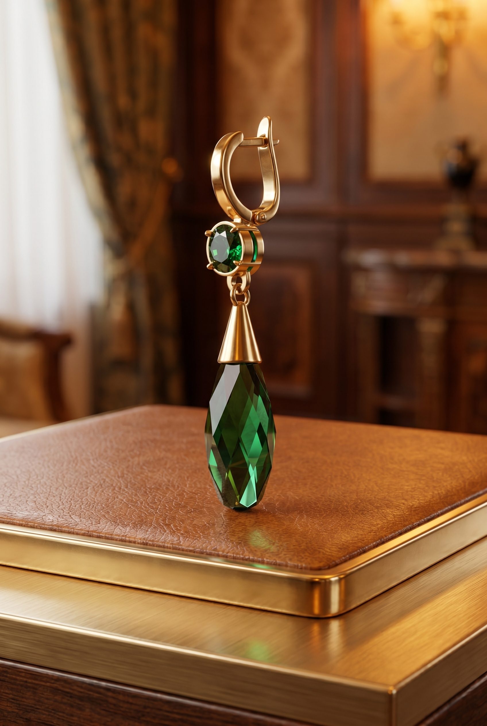 WordPress store visual showing green crystal earrings for accessory, footwear, jewelry, and bag products