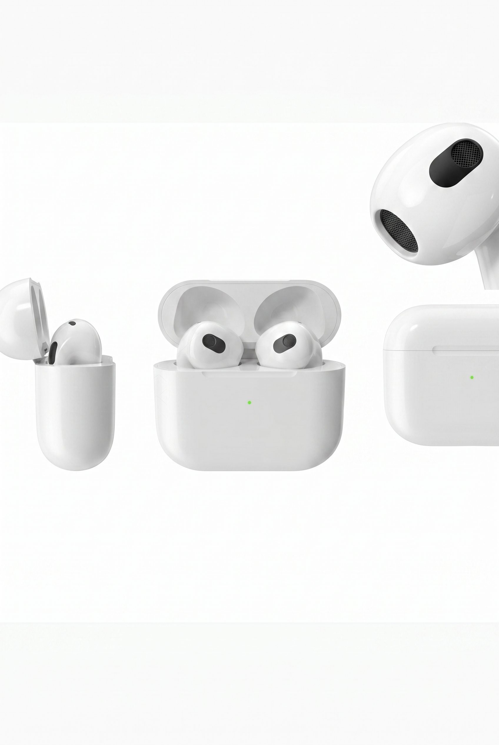 Fotogenic AI related ecommerce product photo generator earbuds output for an AI product photo generator page