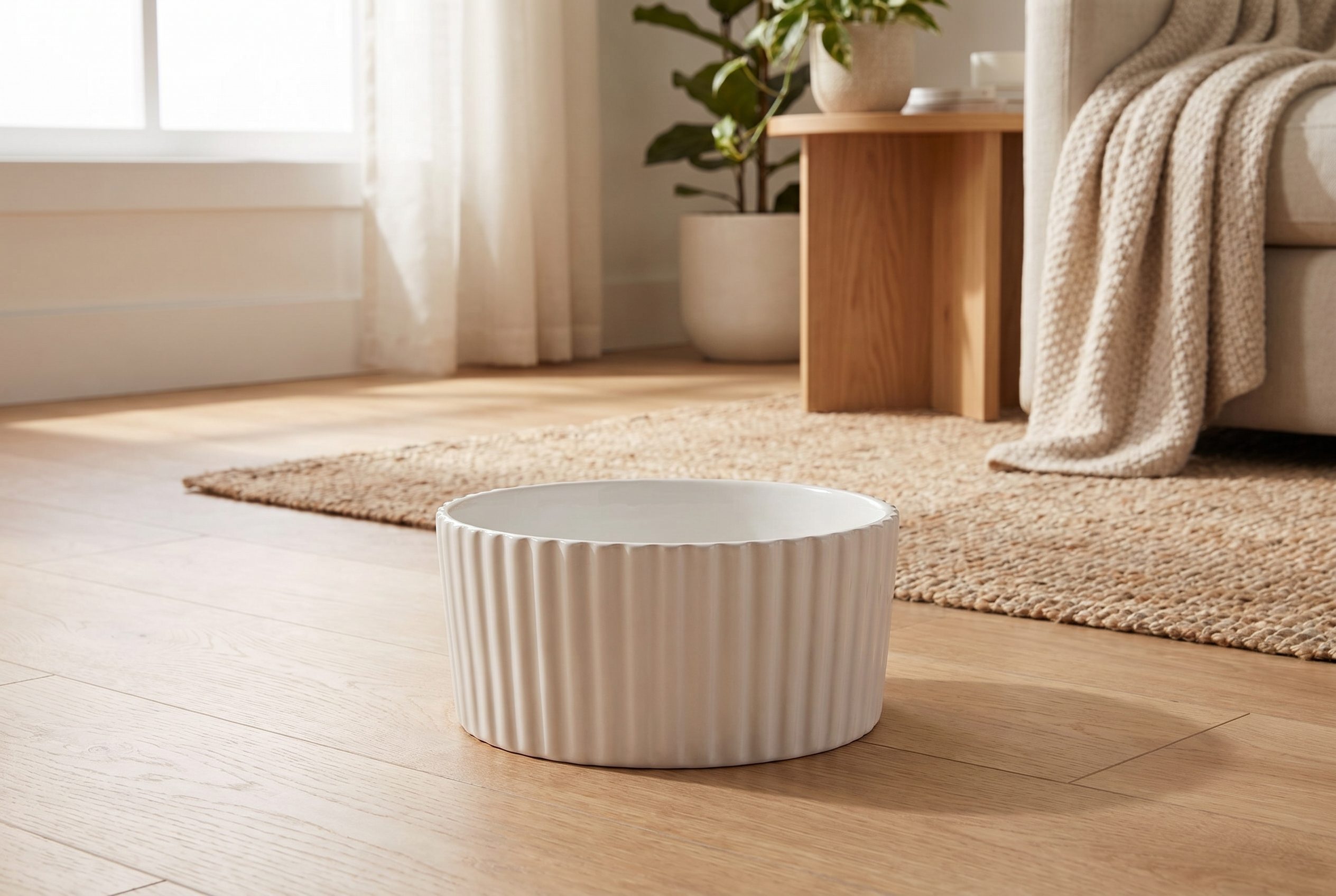 Google Shopping product images example showing a ceramic pet bowl product scene