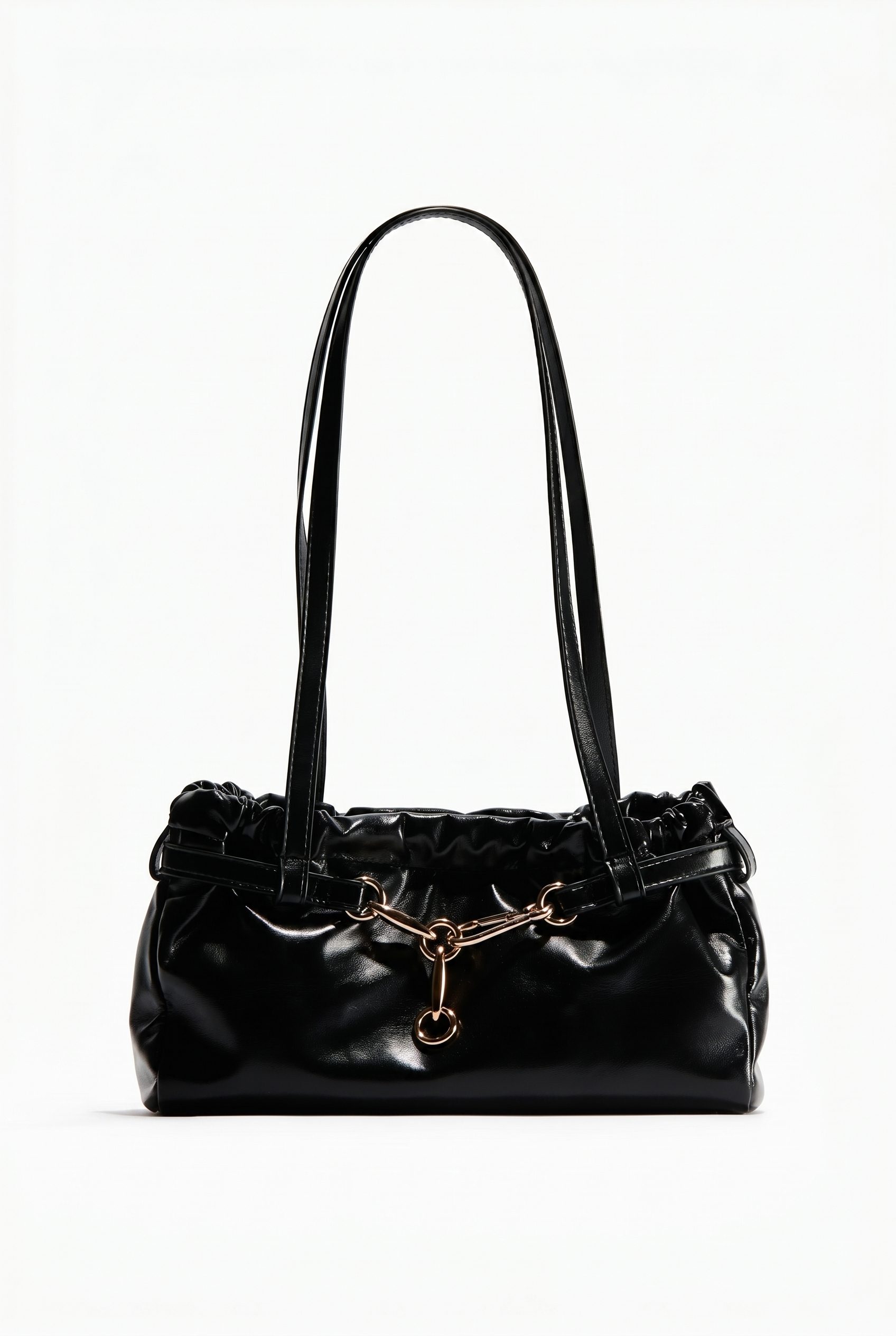 Shopify product visual showing black shoulder bag for accessory, footwear, jewelry, and bag products