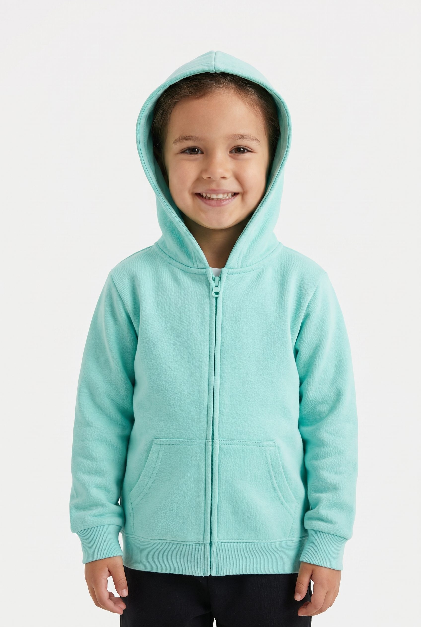 Amazon listing visual showing aqua zipper hoodie for apparel and fashion products