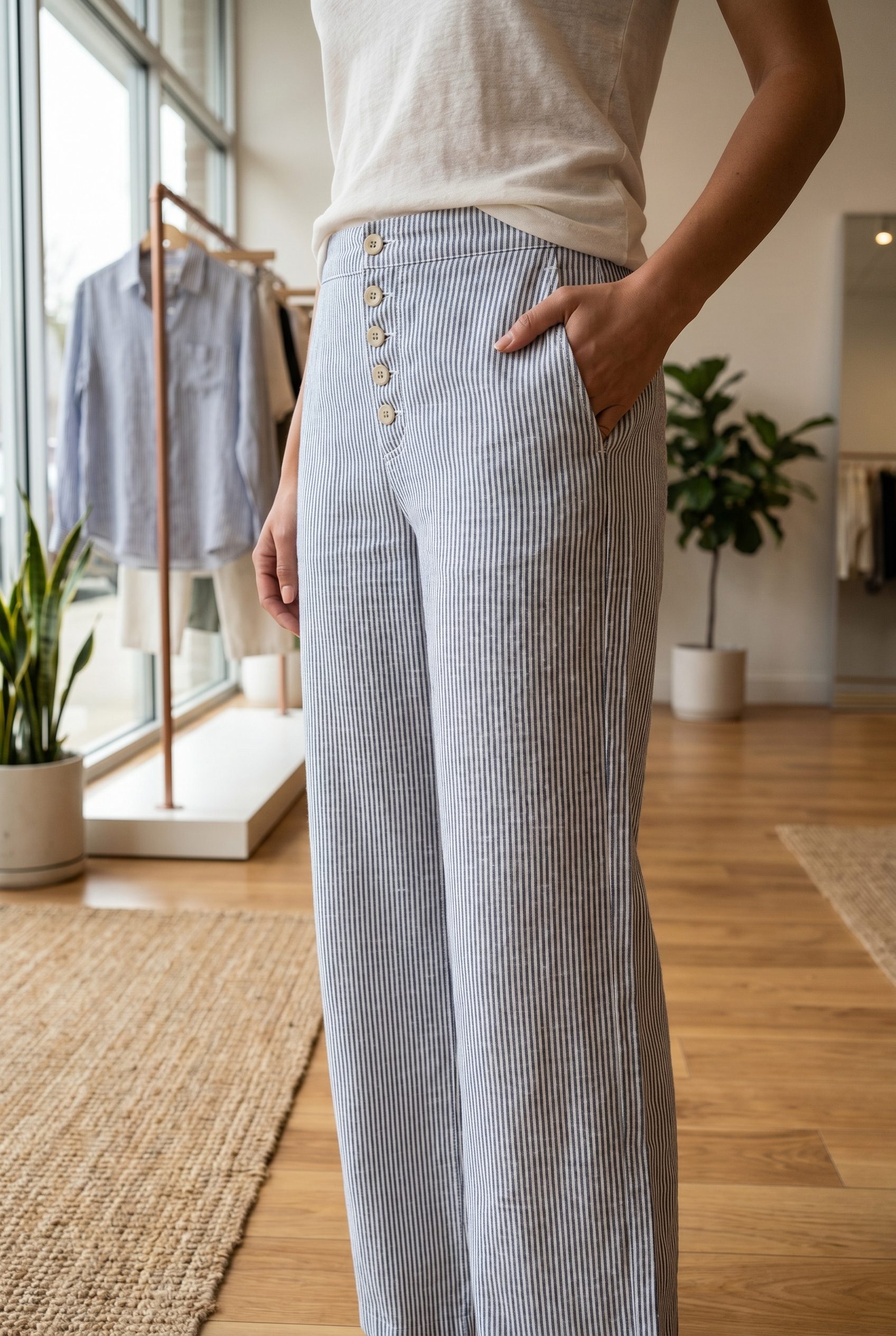Etsy listing visual showing linen pants for apparel and fashion products