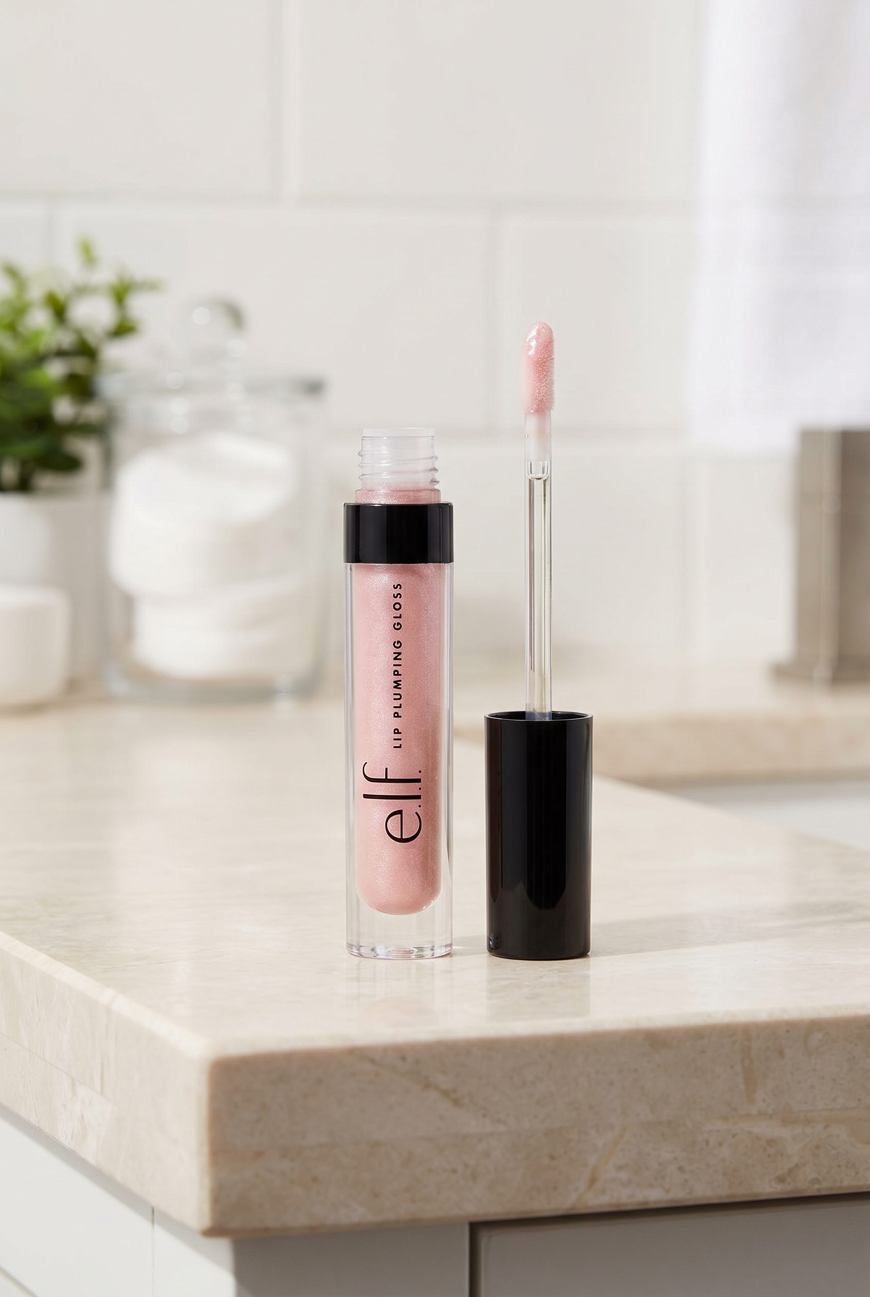 Amazon listing visual showing pink lip gloss for beauty and skincare products