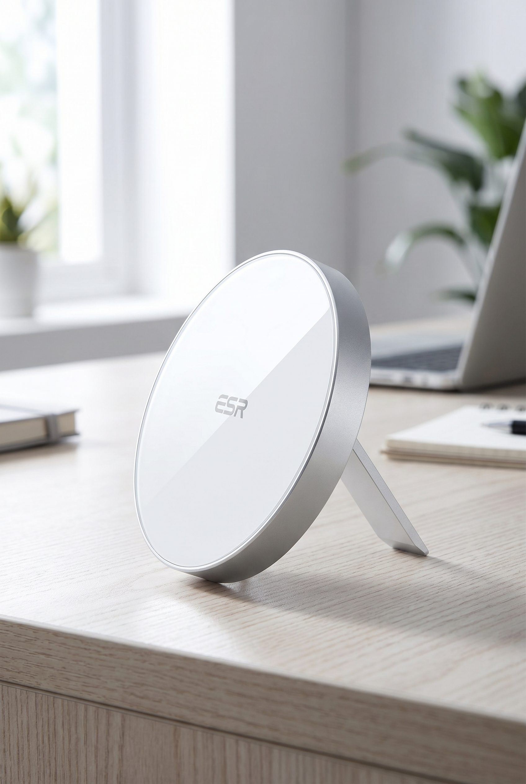 WordPress product image generator example showing a white magnetic wireless charger product hero