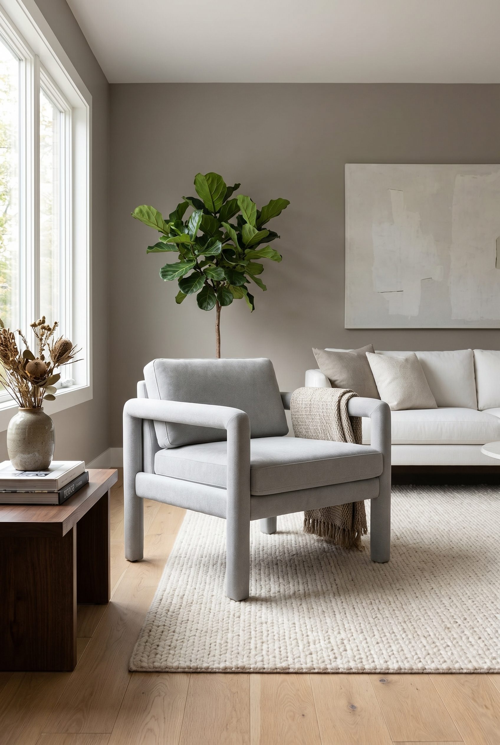 Amazon listing visual showing upholstered accent chair for home goods and decor products
