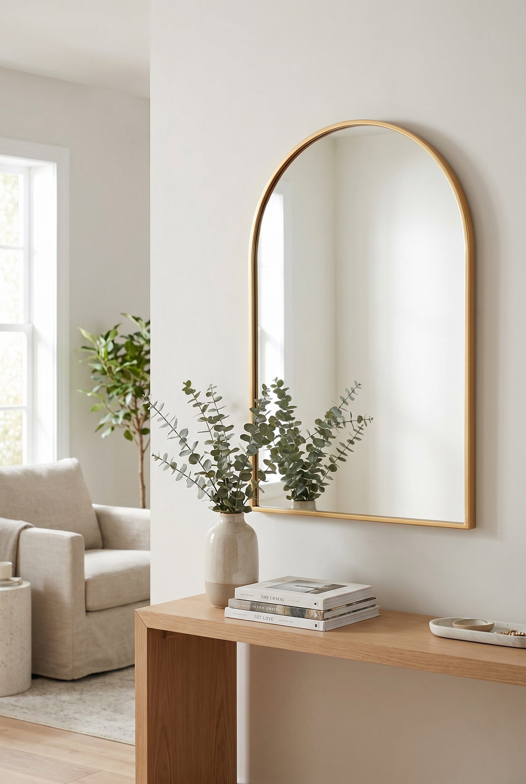 Etsy listing visual showing gold wall mirror for home goods and decor products