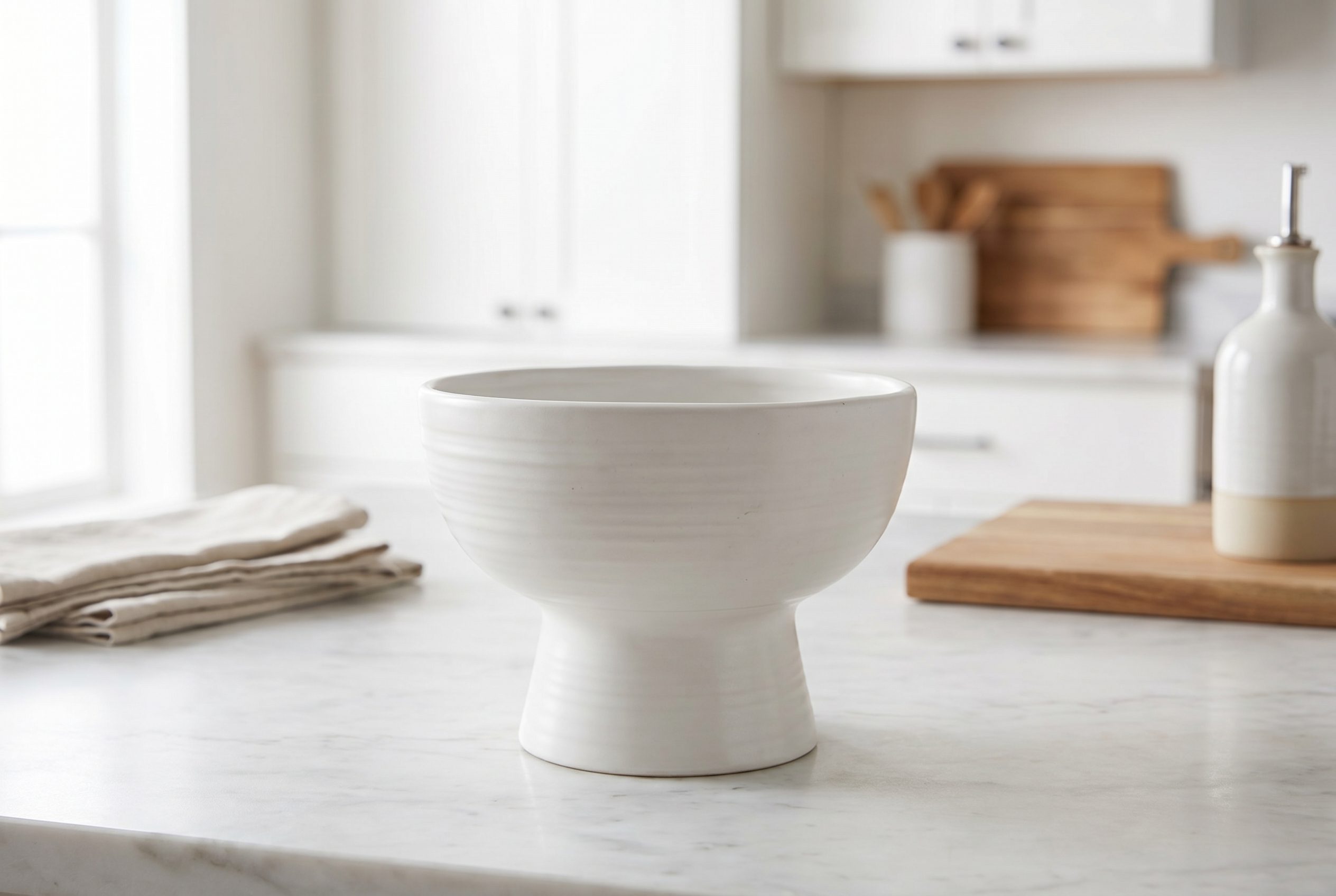 Fotogenic AI ecommerce workflow image of a white ceramic bowl ready for product gallery publishing