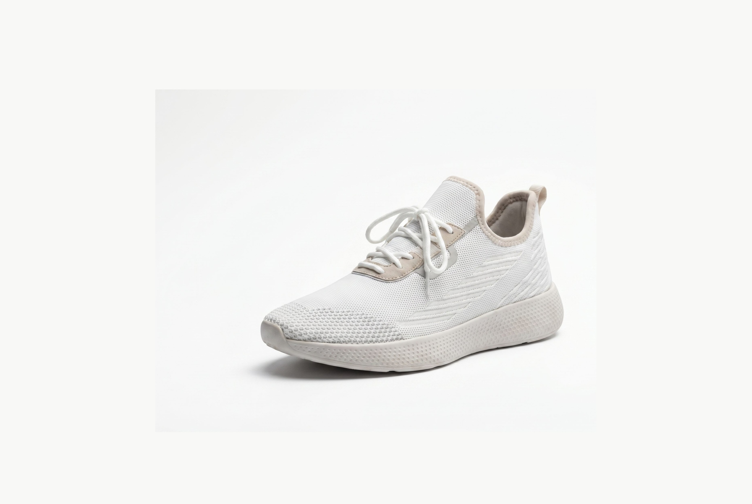 Amazon product photography example showing a white knit sneaker studio image