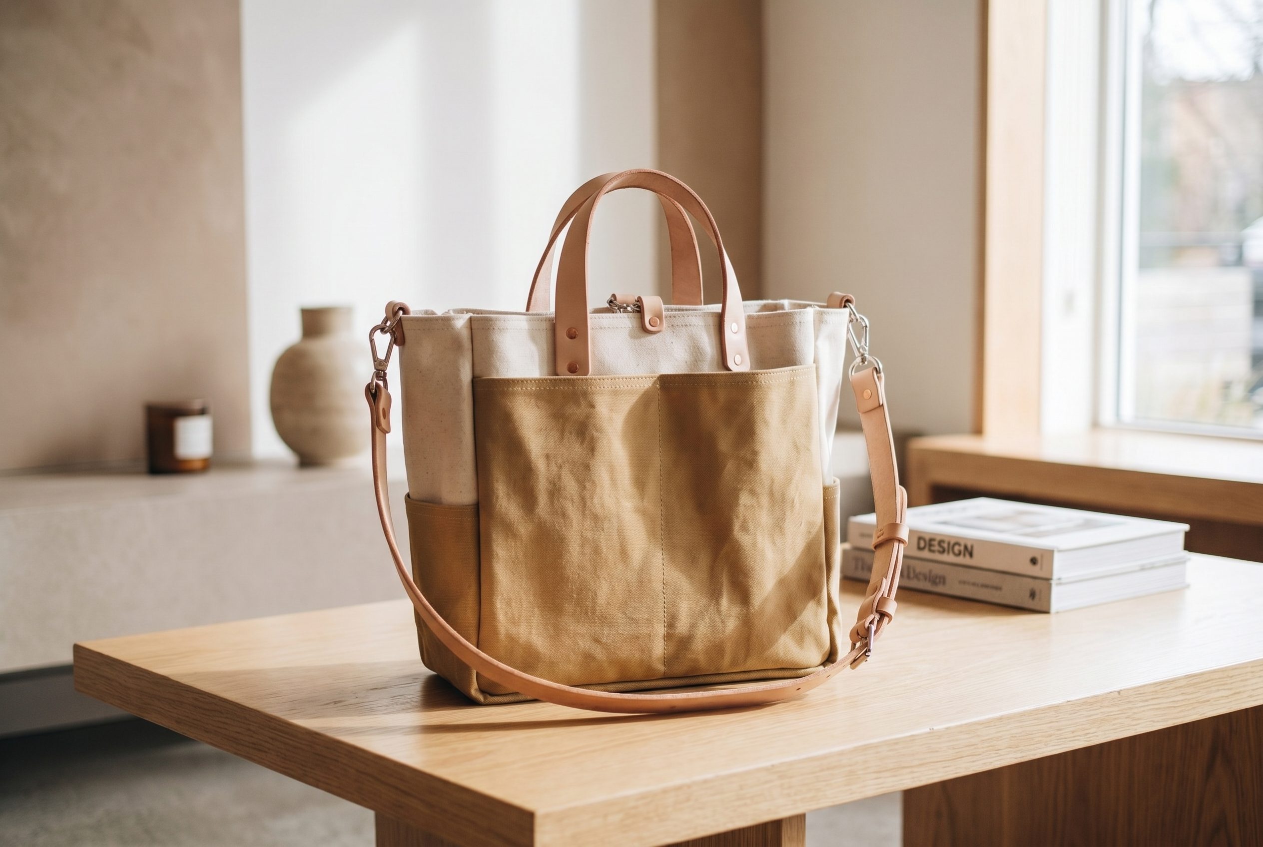 Bags product photography ecommerce image with a logo-free tote or handbag