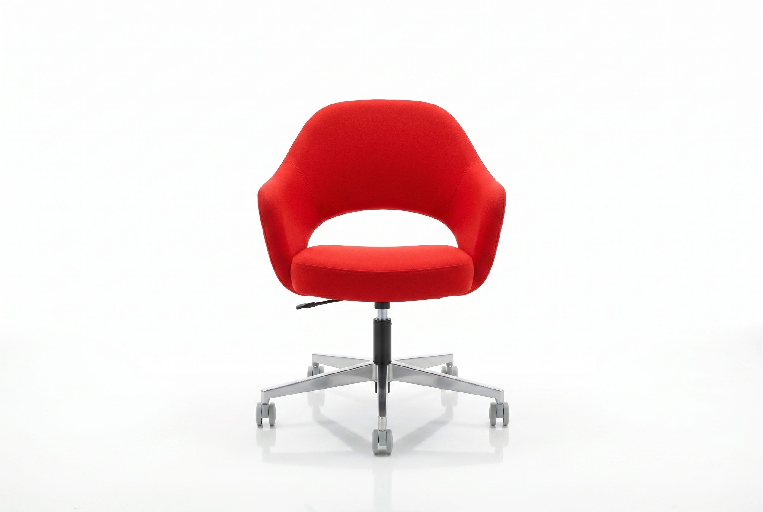 Bulk product image generation output showing the same red chair in a consistent catalog batch style