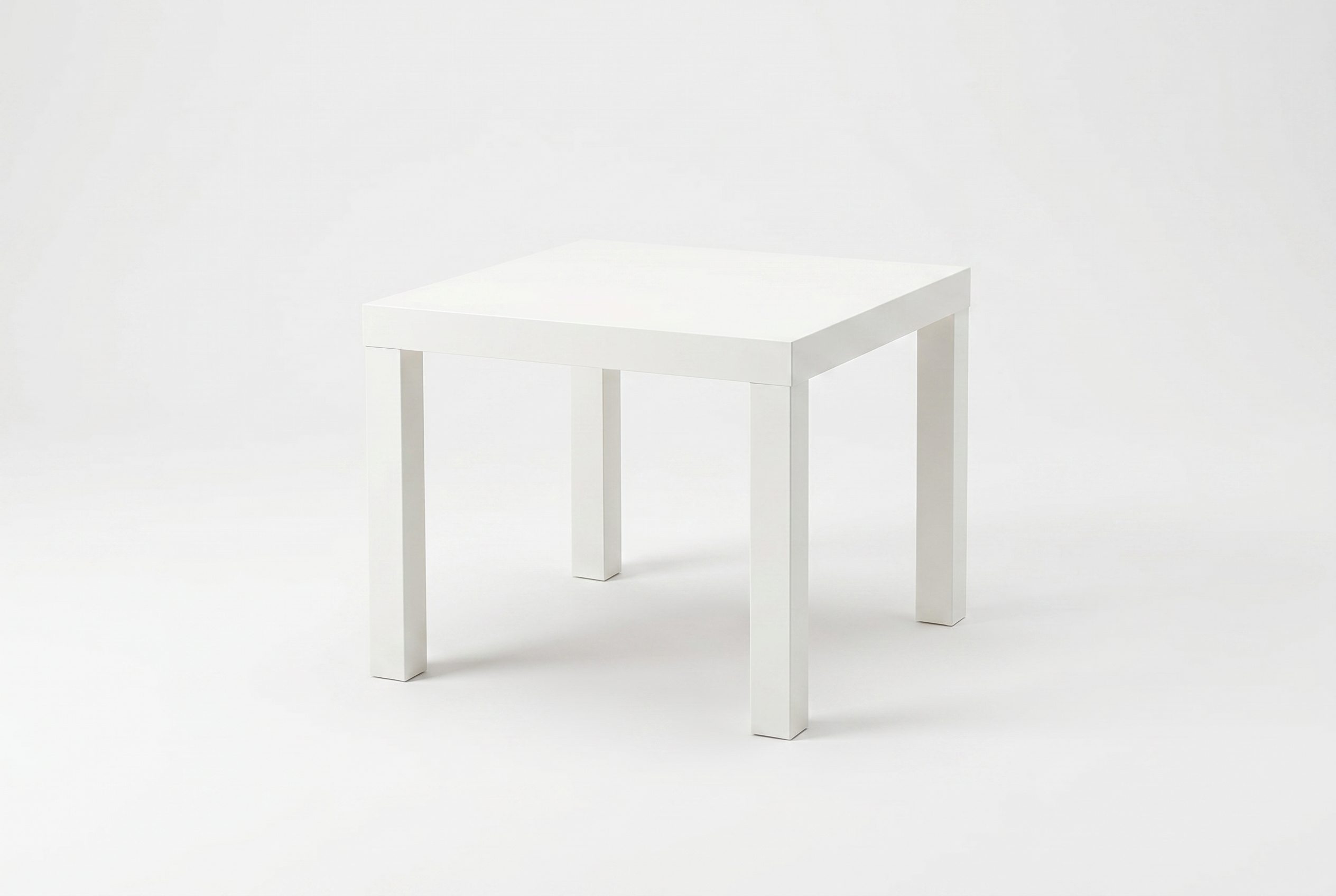 AI product photos for product catalogs output showing the same white side table as a clean PDP catalog image