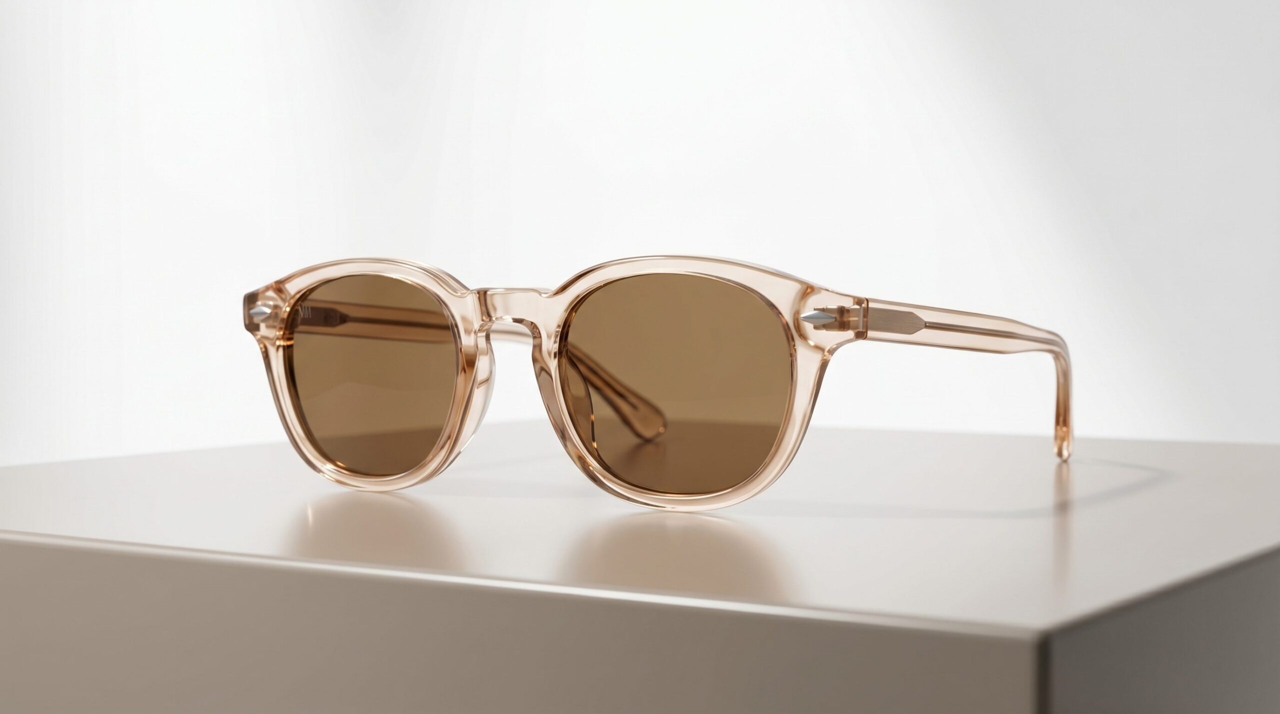 Sunglasses on a clean product set for an AI product photography example gallery.