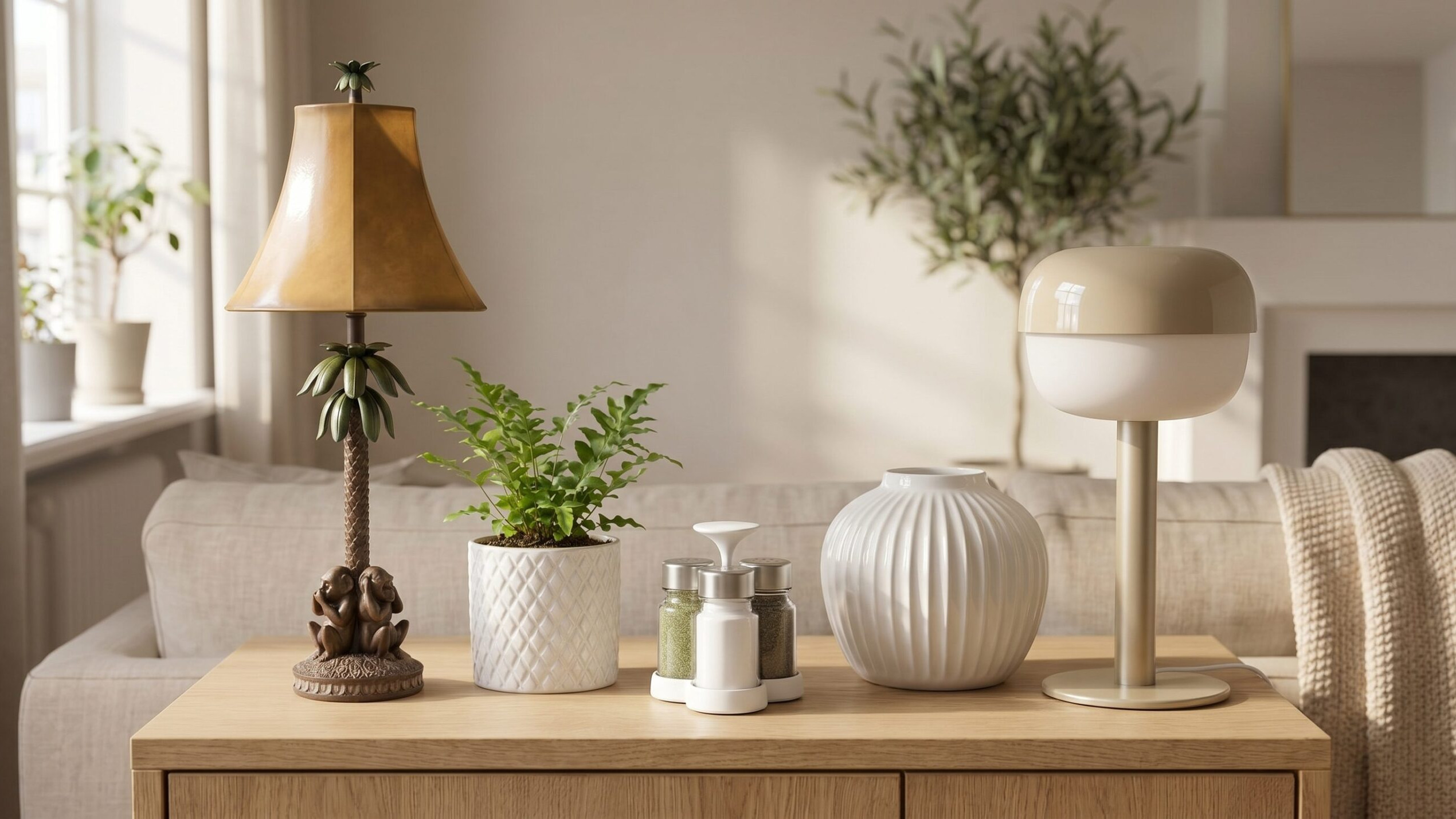 Home product collection arranged in a bright lifestyle scene.