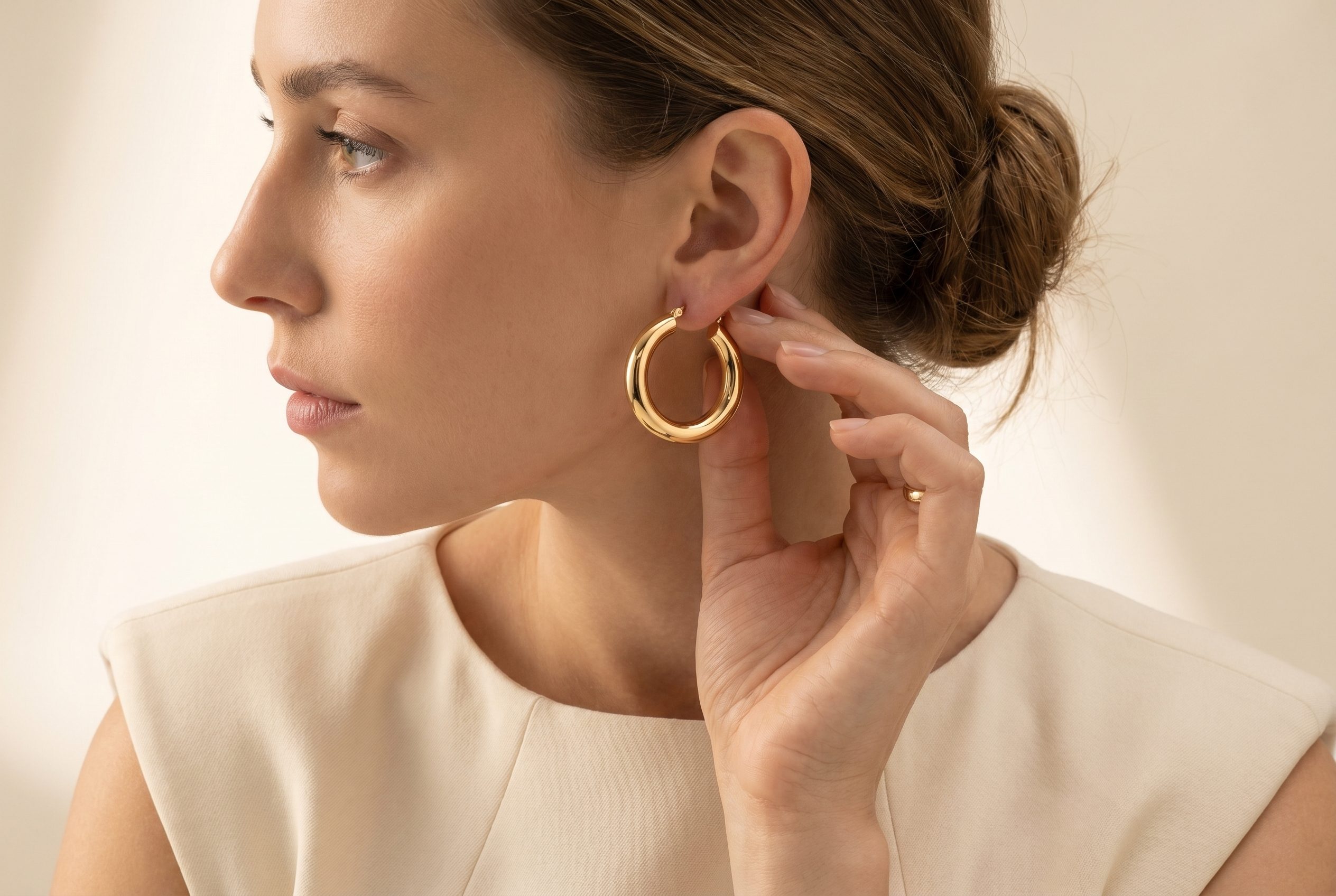 Jewelry Detail Image On-model jewelry detail image for Google Shopping feed galleries.