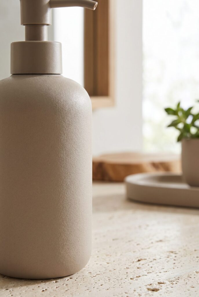 Soap bottle lifestyle image generated from one product source
