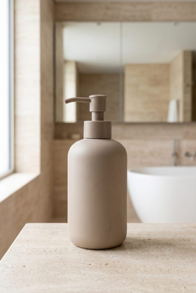 Soap bottle in-use ecommerce image generated from one product source