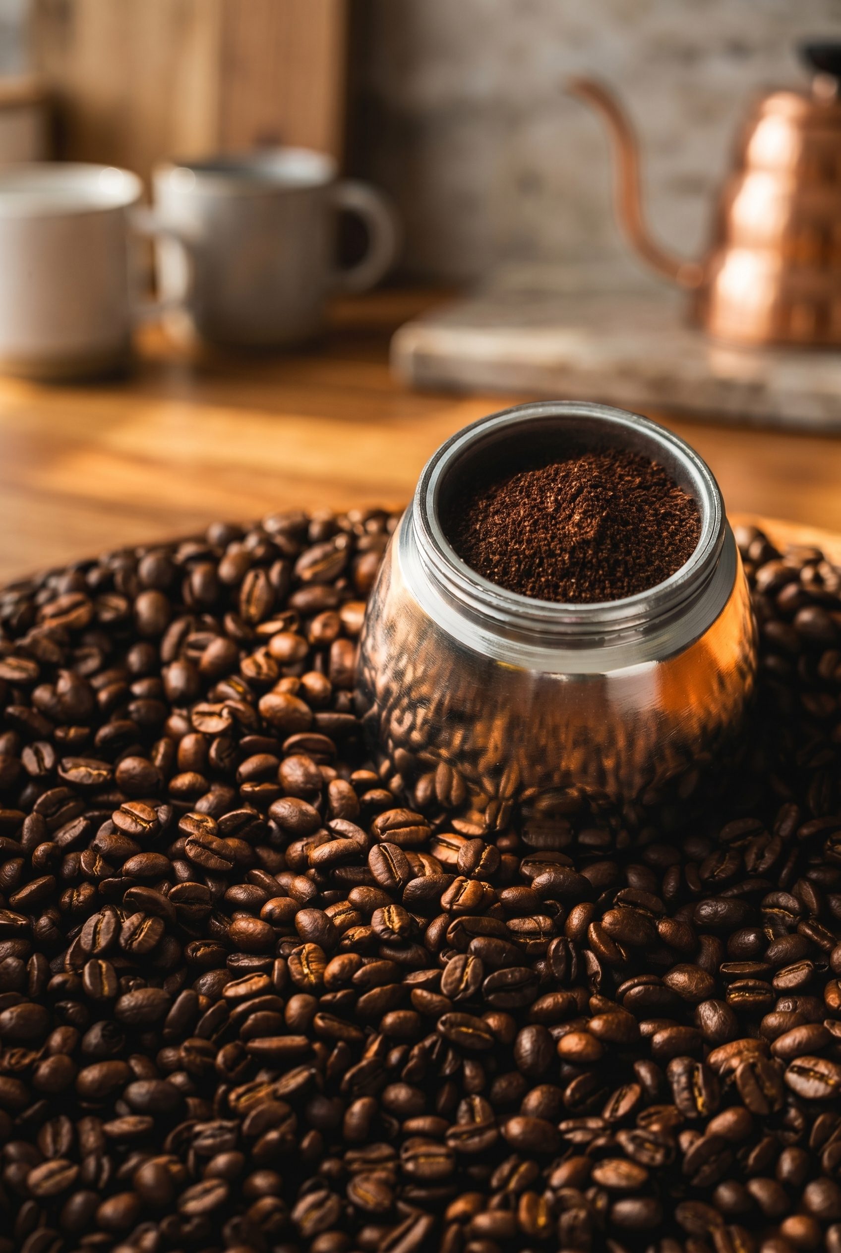 Amazon-oriented coffee canister product image generated by Fotogenic AI for food and beverage listings.