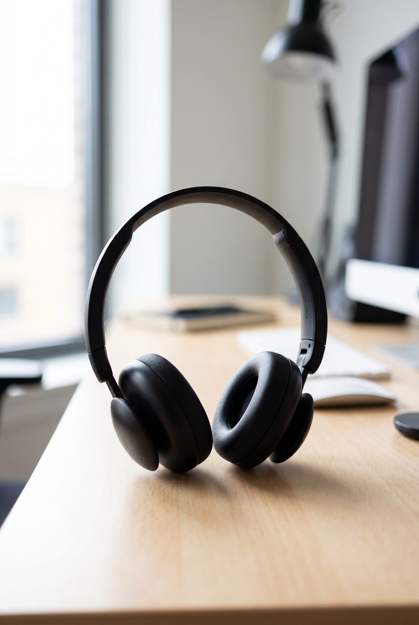 Fotogenic AI WordPress electronics visual showing black wireless headphones