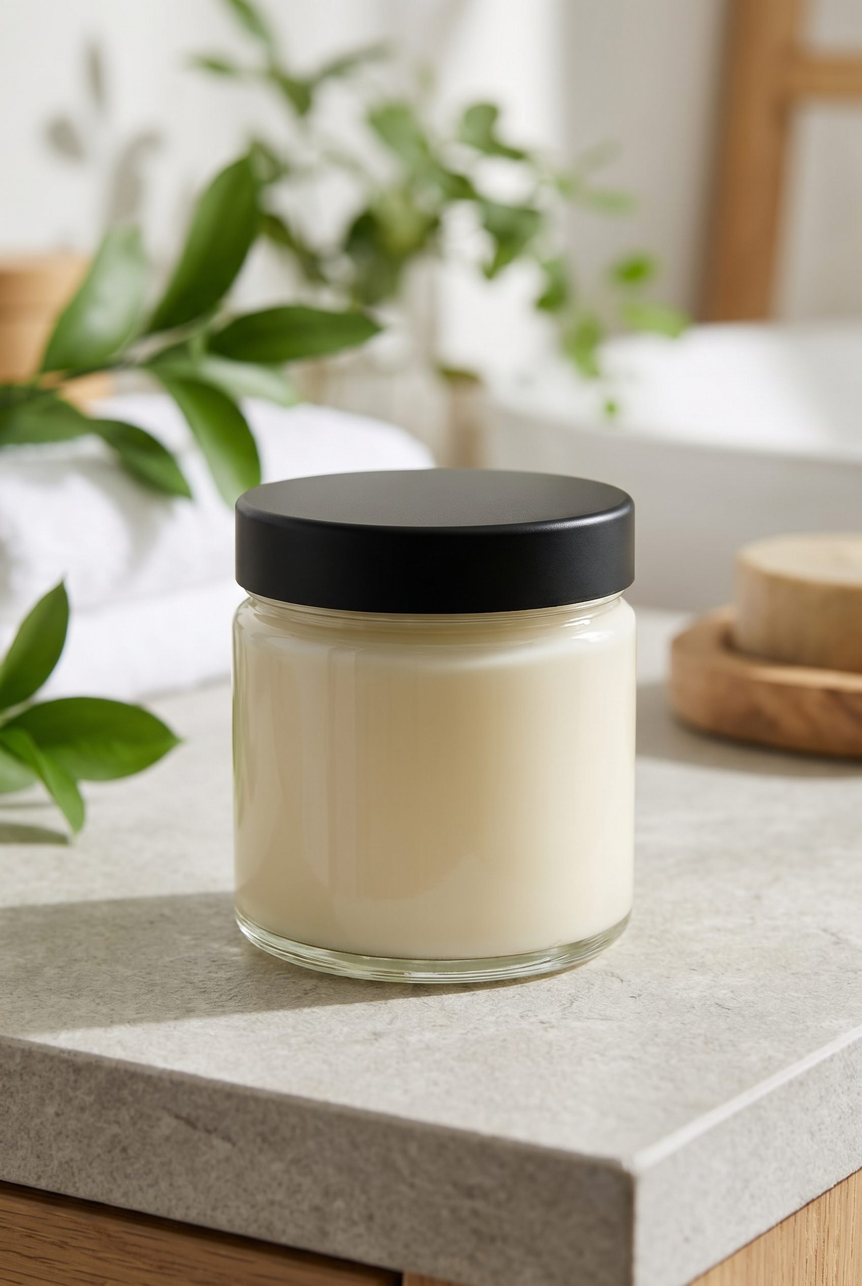 Brand-neutral cream jar in a premium skincare setting for product page and campaign examples.