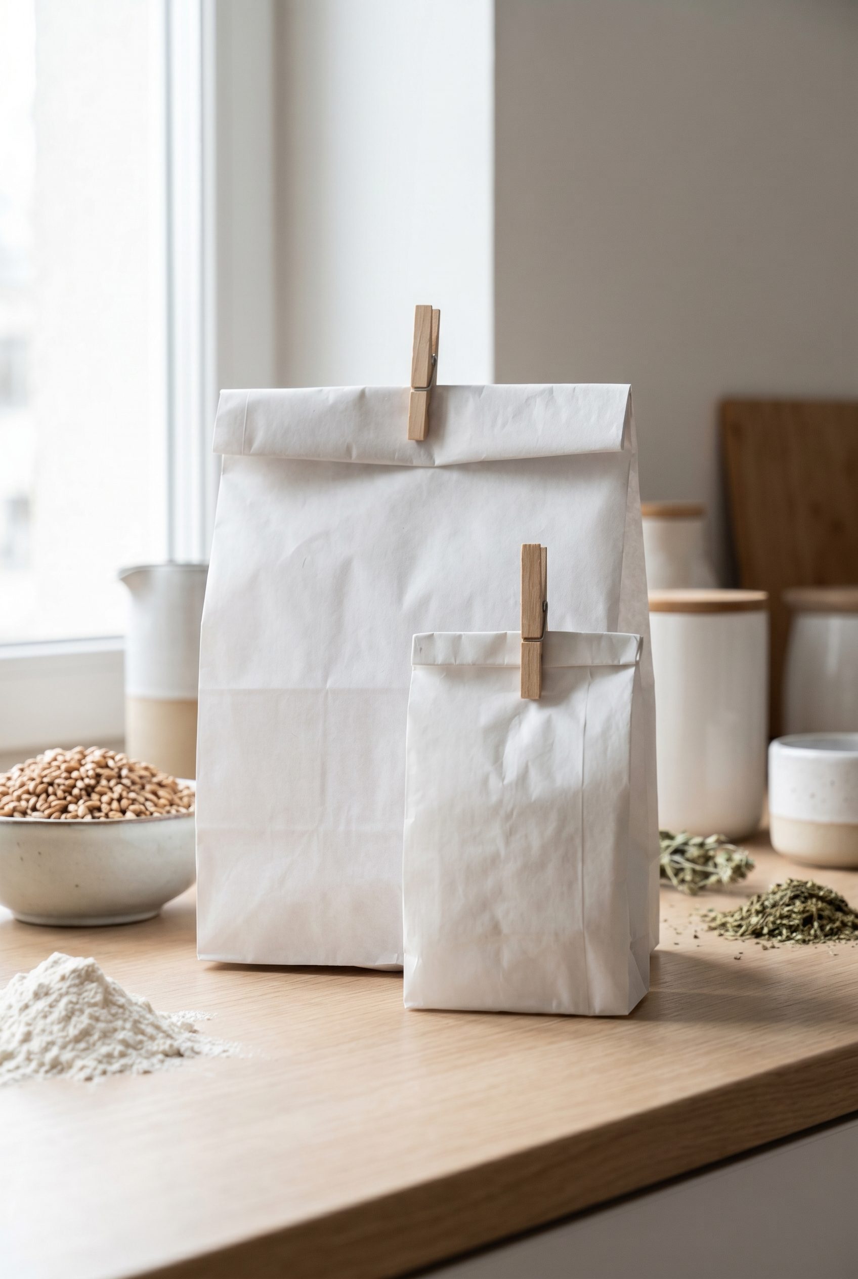 Brand-neutral packaged food pouch styled for a premium ecommerce hero image.