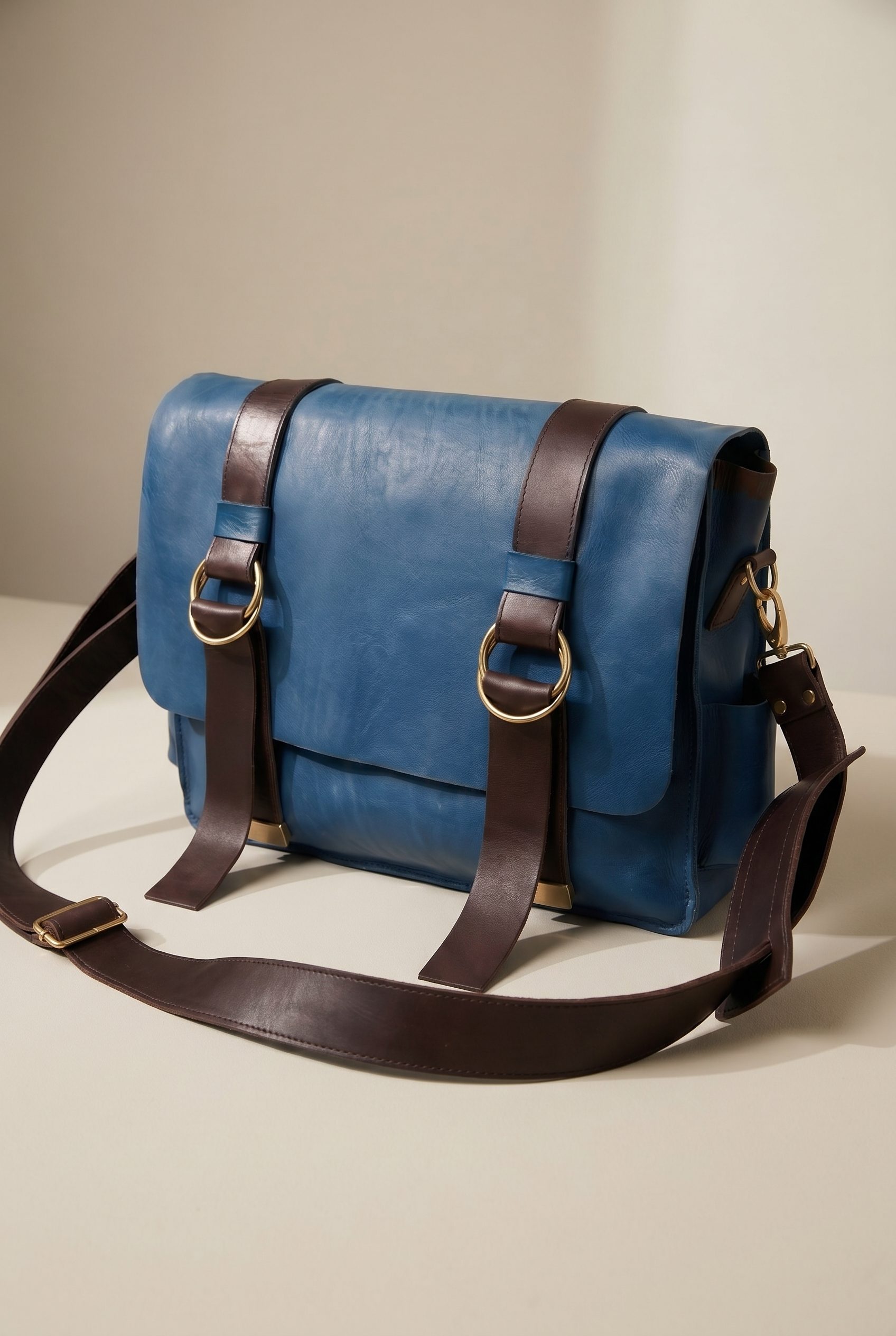 Blue structured handbag for Bags Product Photography agency studio audience tab