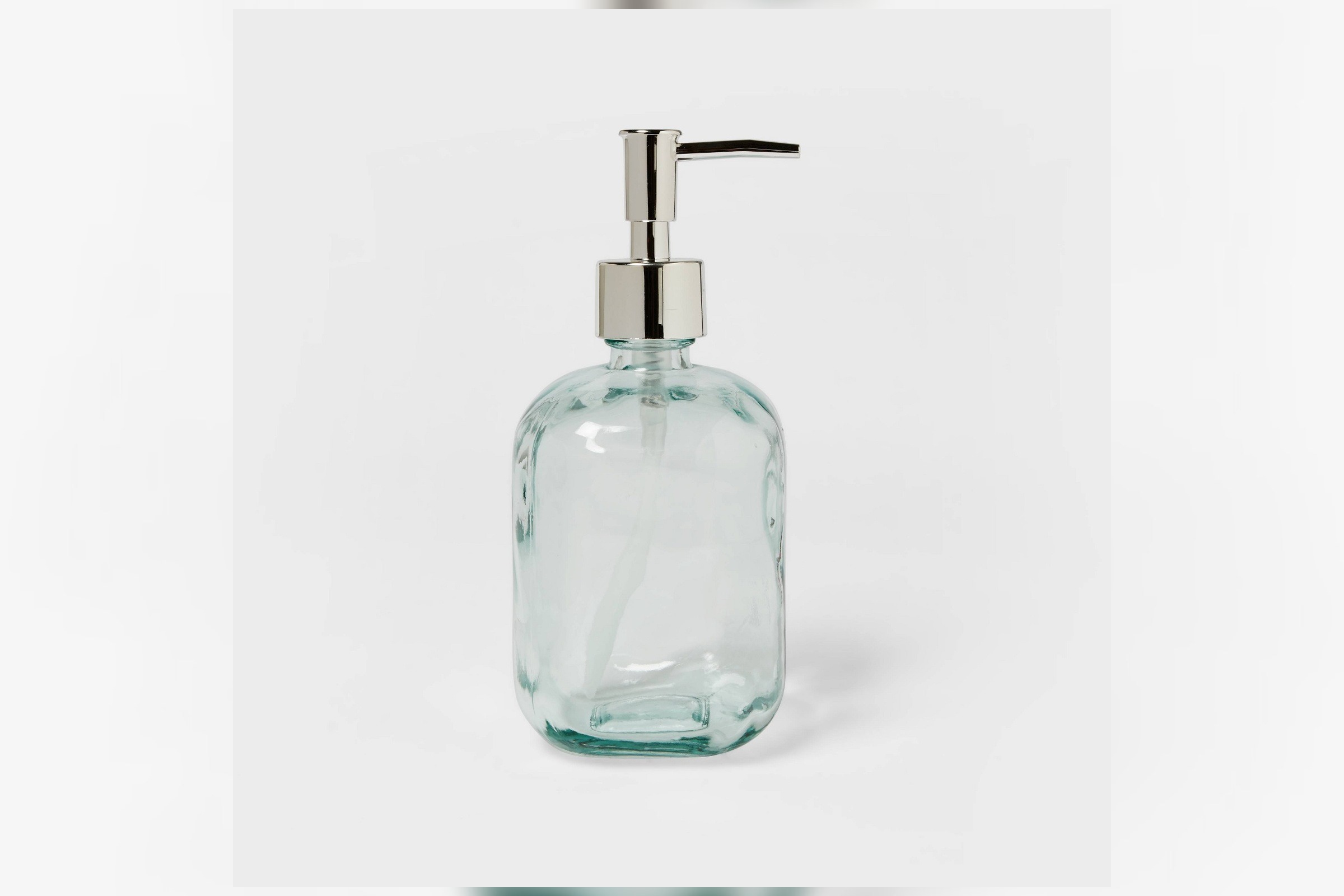 3x2 before source image of a no-logo glass soap dispenser for Fotogenic comparison