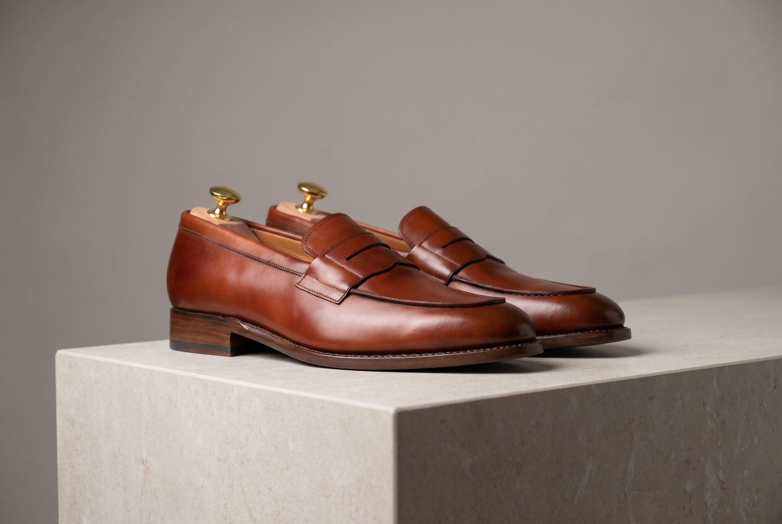 Brown leather loafers for the footwear product photography Shopify PDP checklist card